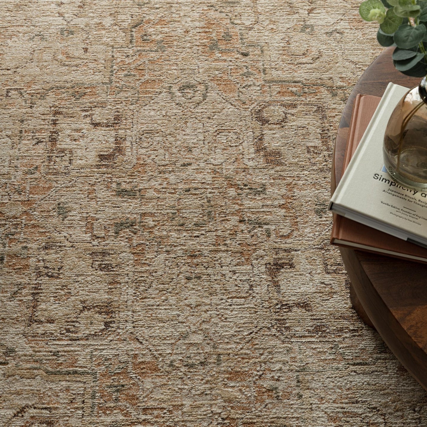 Heriz HE03 Serapi Copper Traditional Medallion Vintage Rug – Modern Textured Polyester Carpet for Living Room, Bedroom, and Hallway