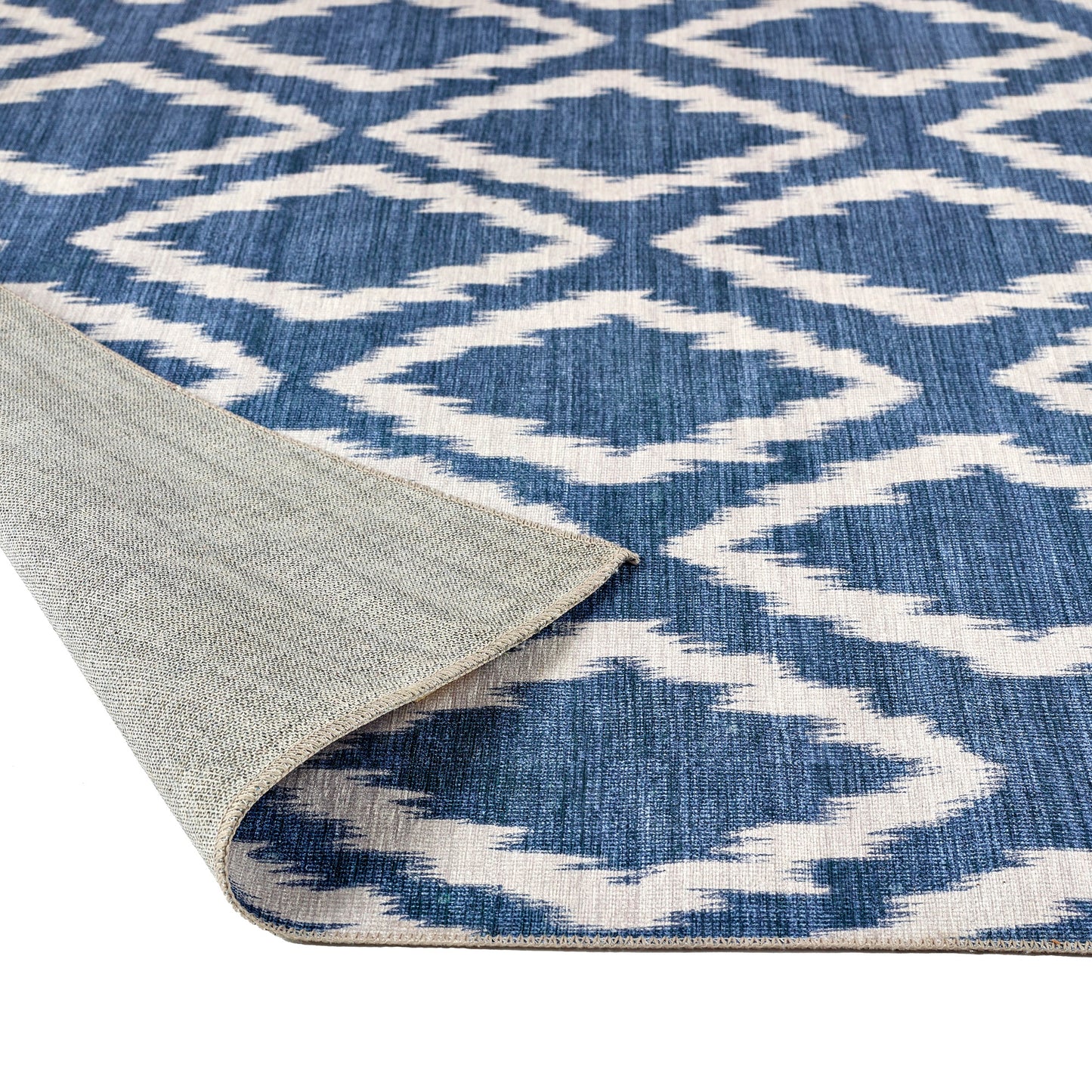 Origins – Waschbarer Como Diamond Soft Chenille-Bohemian-Teppich in Blau
