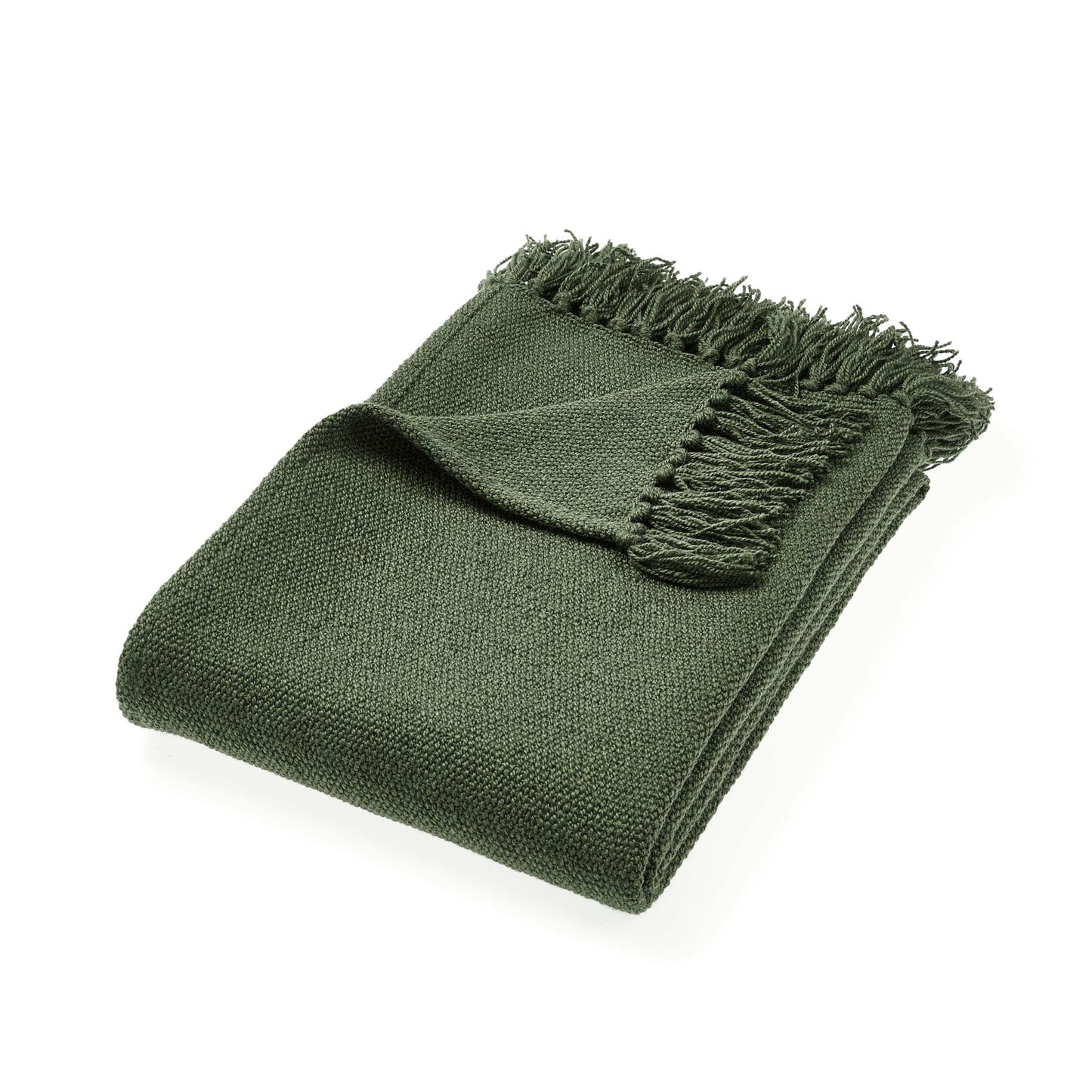 Hug Rug Woven Plain Throw Dark Green Blanket Bed Sofa Chair Cover in 130 x 180 cm