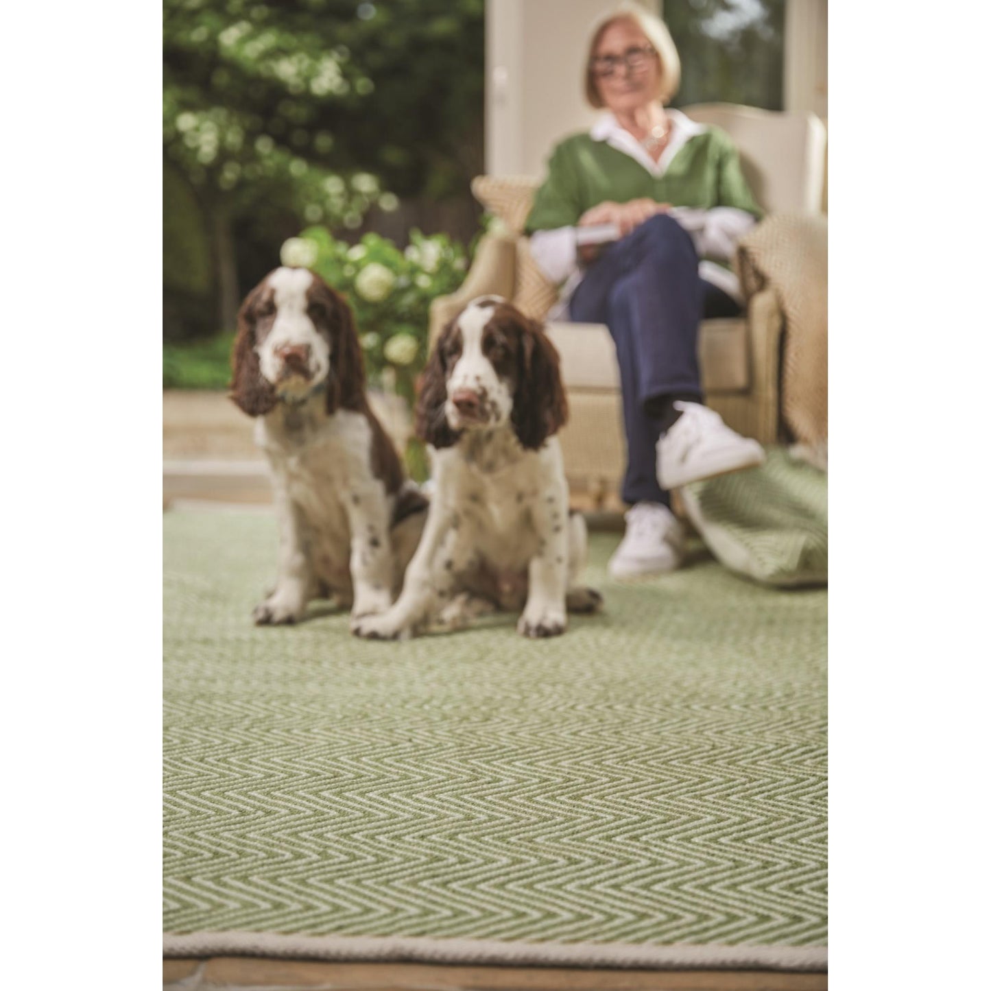 Hug Rug Recycled Washable Rug – Green – Indoor Outdoor Reversible Herringbone Rug