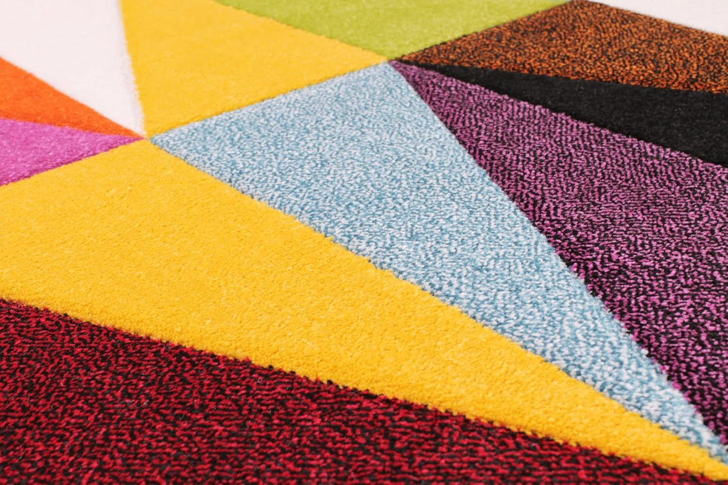 Hand-Carved Geometric Multi-Coloured Rug – Tampa Multi – Modern Statement Rug for Living Room