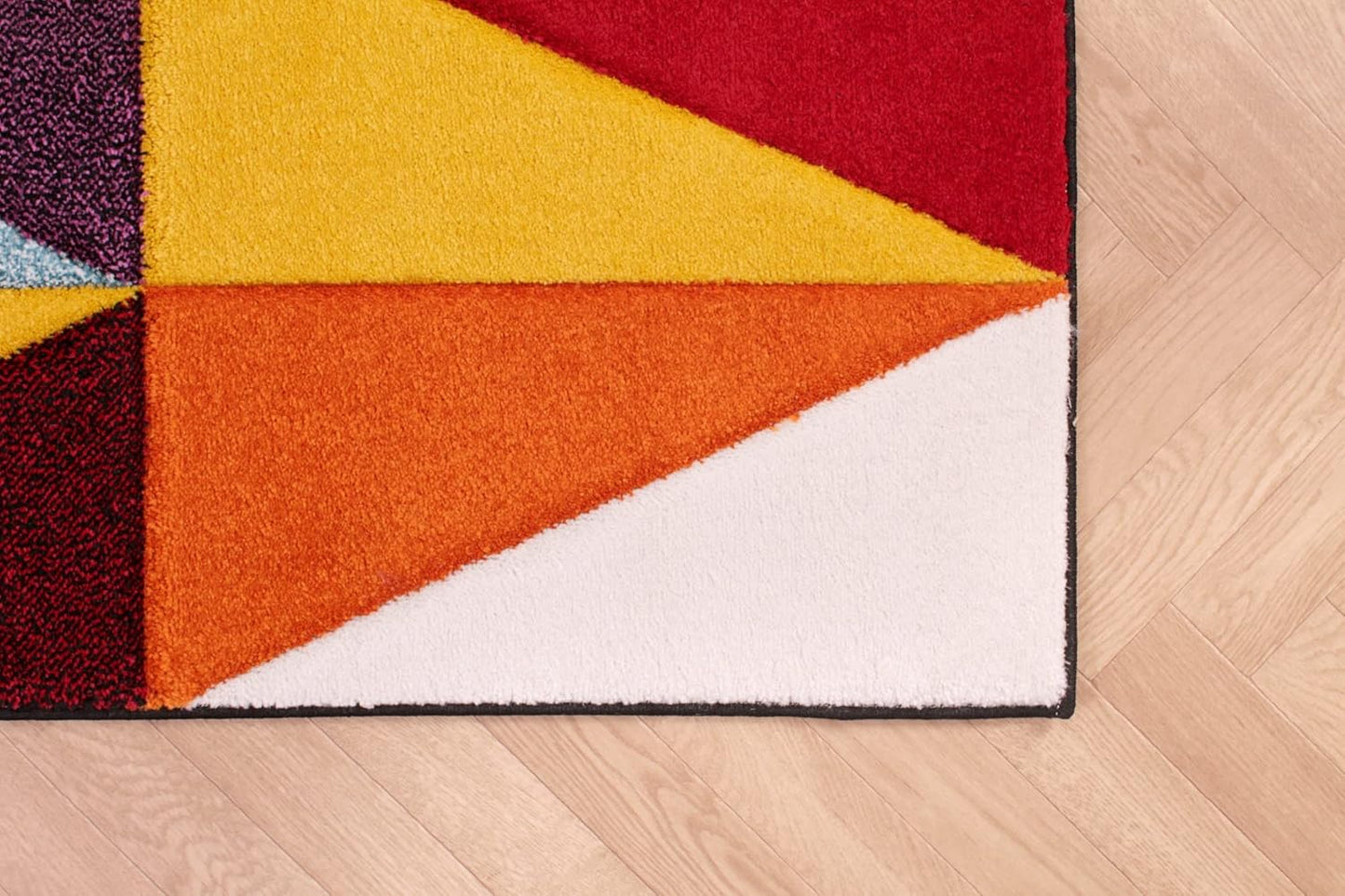 Hand-Carved Geometric Multi-Coloured Rug – Tampa Multi – Medium Triangle Design Rug for Living Room or Bedroom