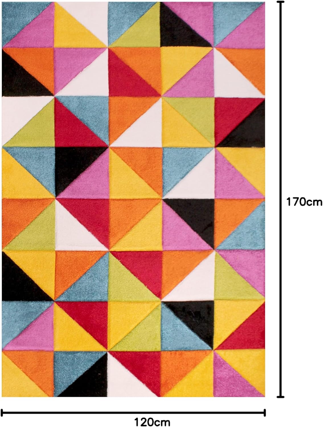 Hand-Carved Geometric Multi-Coloured Rug – Destin Multi – Modern Spectrum Design for Living Room or Bedroom