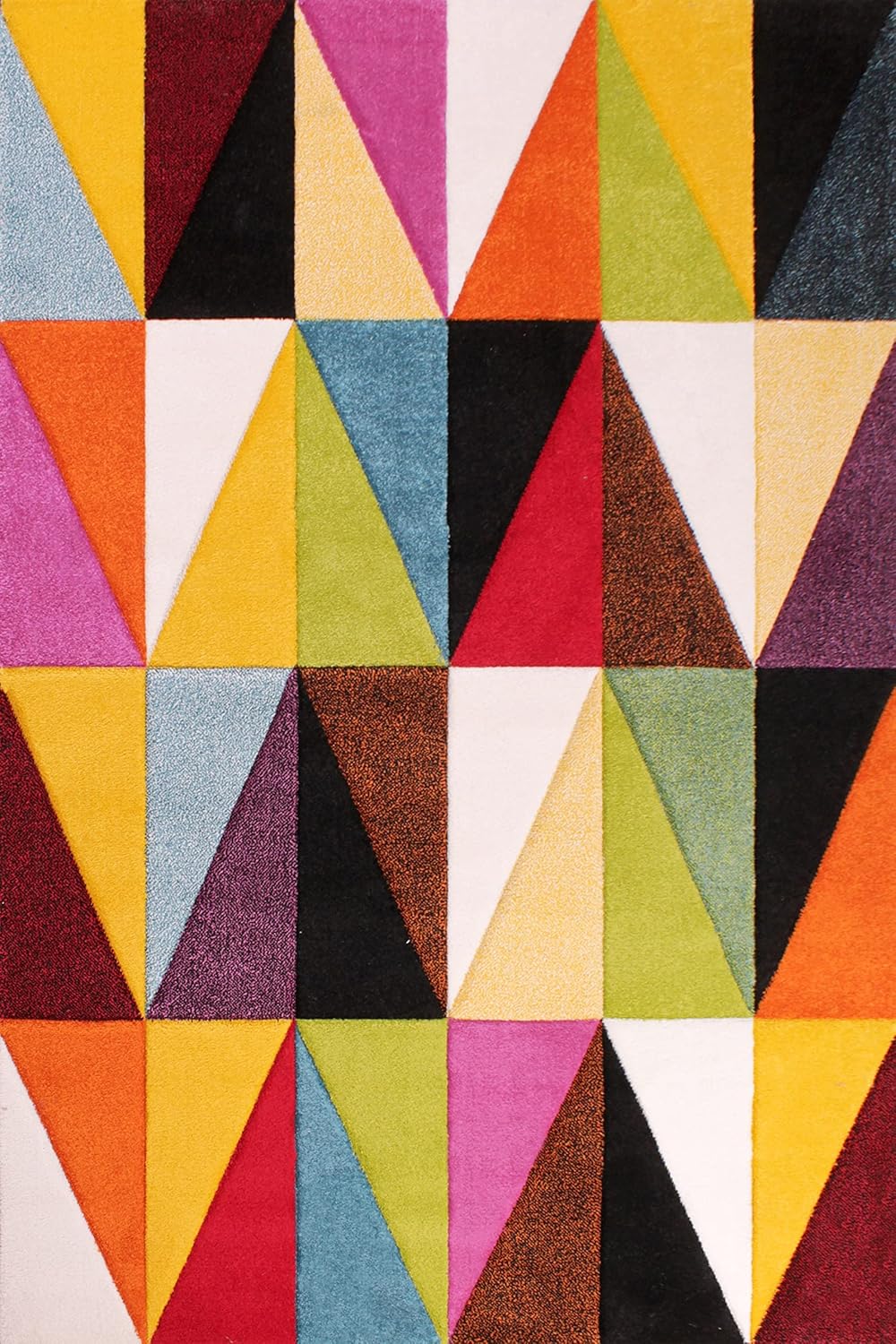 Hand-Carved Geometric Multi-Coloured Rug – Tampa Multi – Medium Triangle Design Rug for Living Room or Bedroom