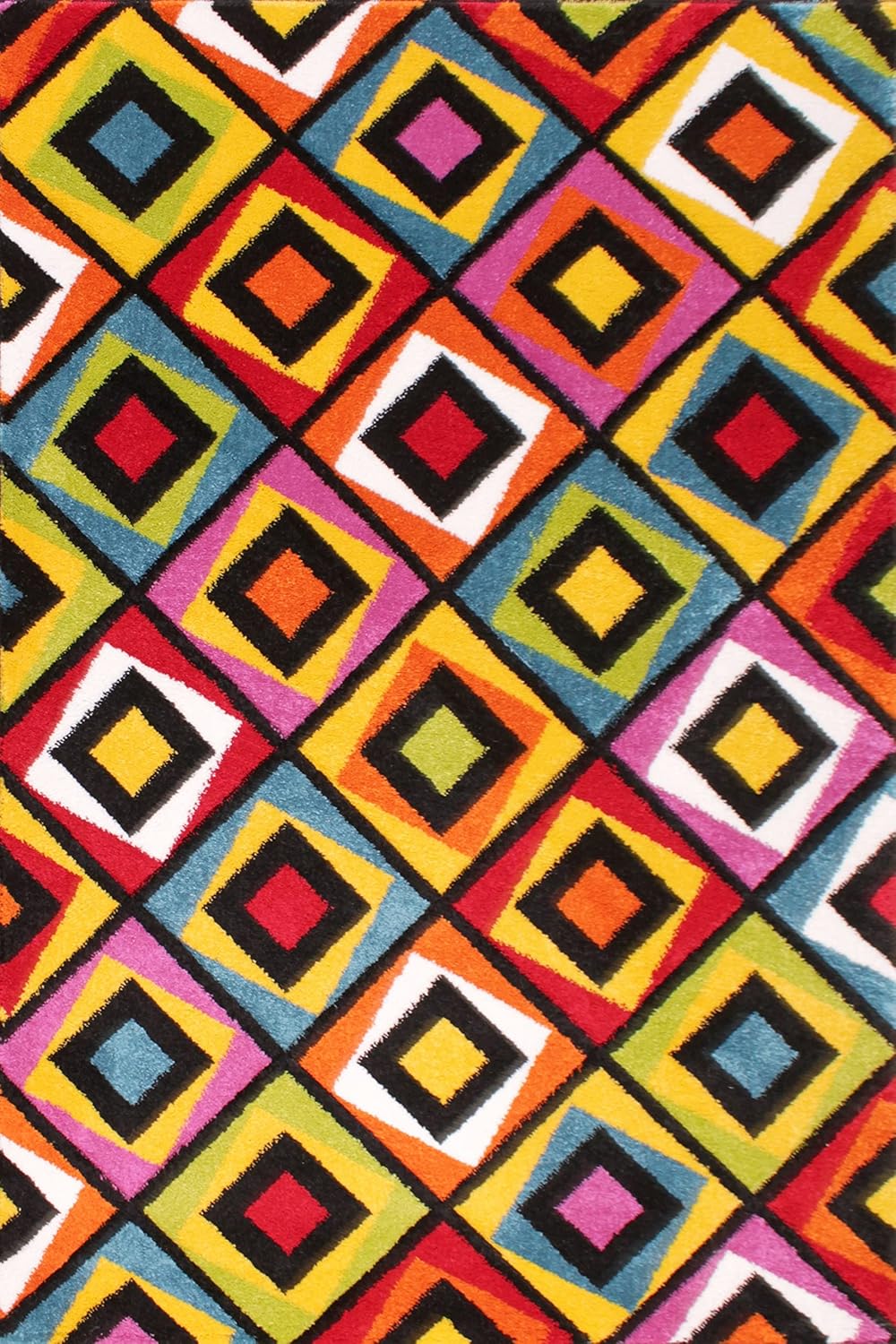 Hand-Carved Geometric Multi-Coloured Rug – Crystal Multi – Modern Statement Rug for Living Room