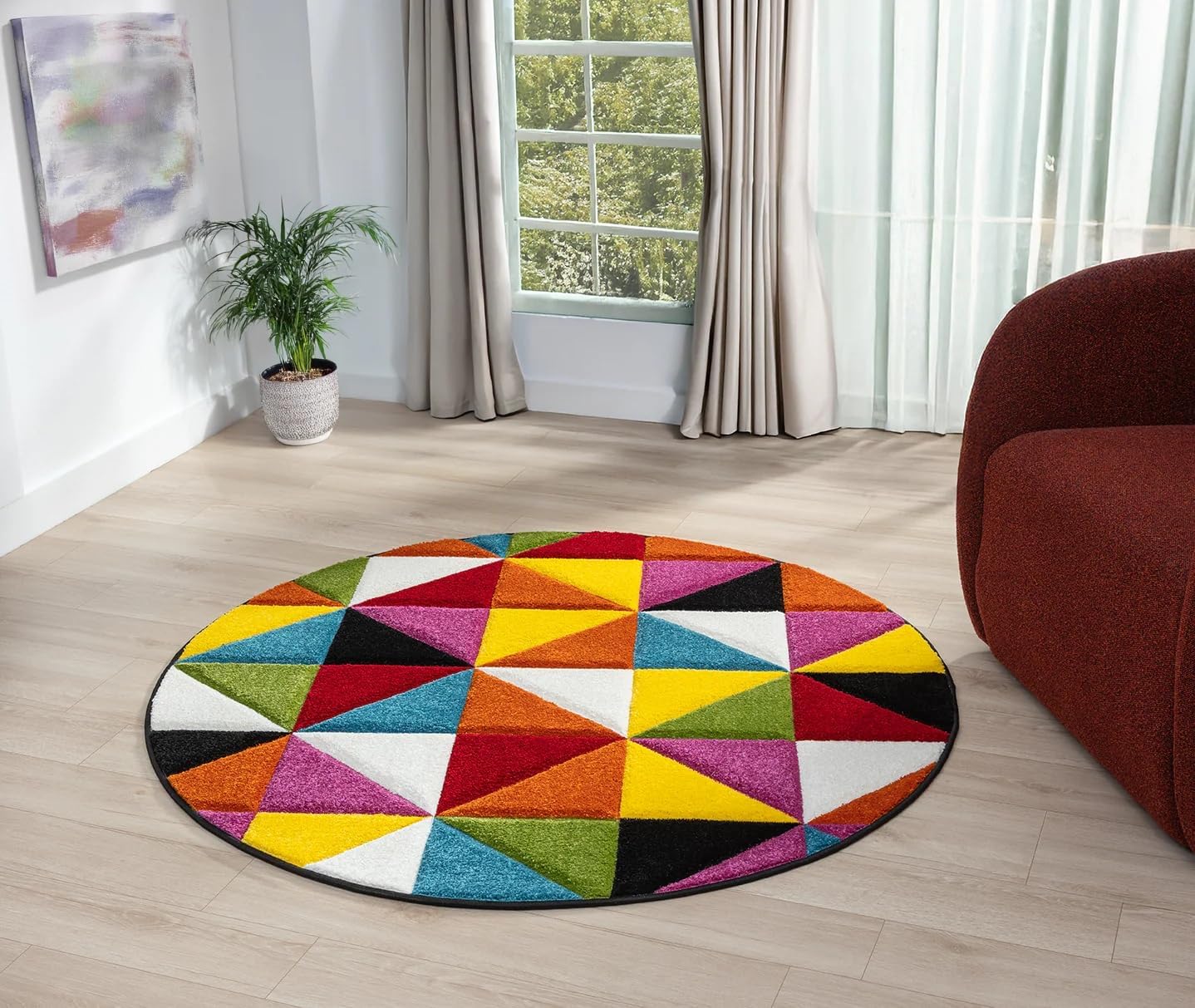 Hand-Carved Geometric Multi-Coloured Rug – Destin Multi – Modern Spectrum Design for Living Room or Bedroom