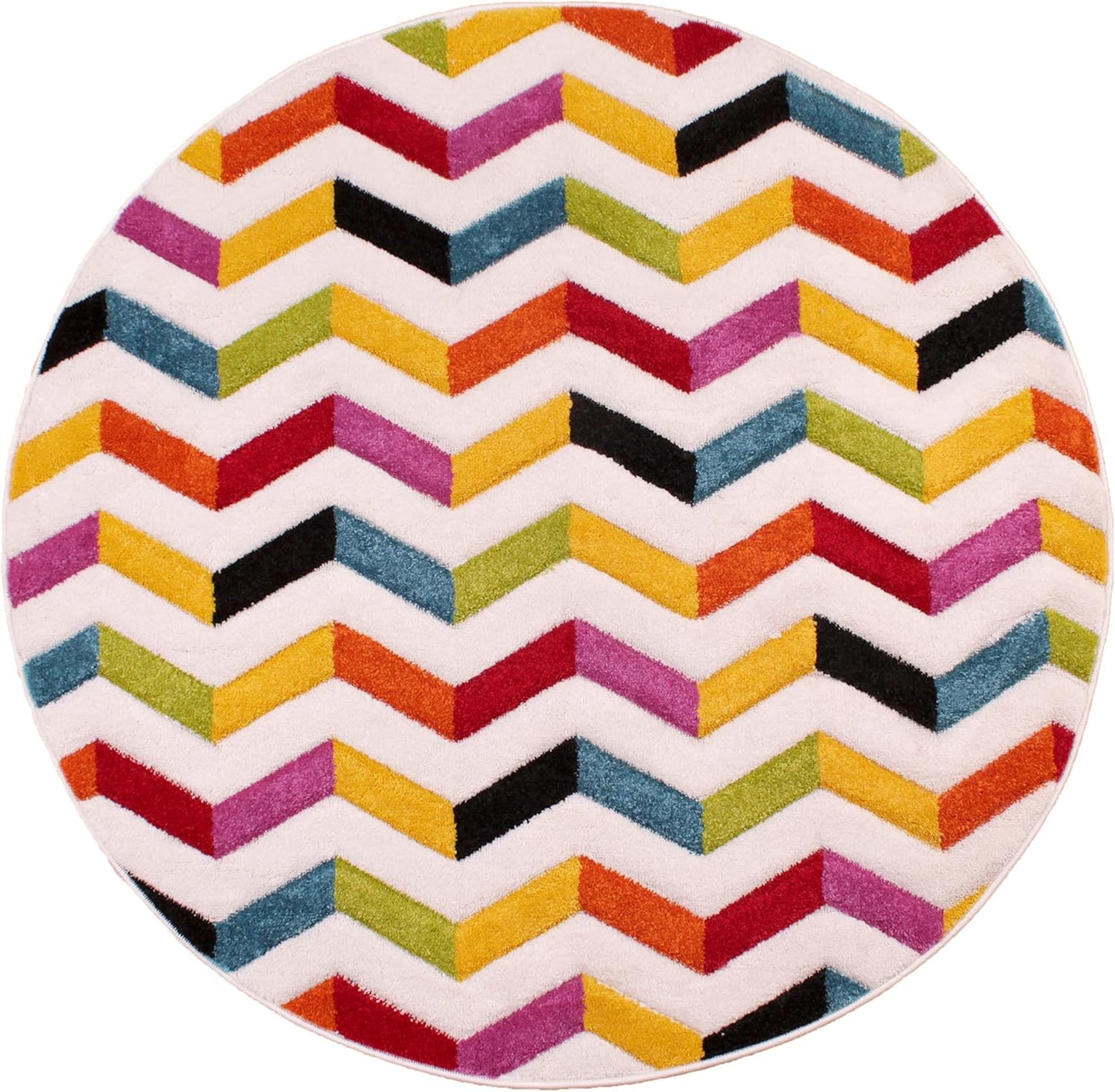 Hand-Carved Geometric Multi-Coloured Rug – Coral Multi – Modern Statement Rug for Living Room