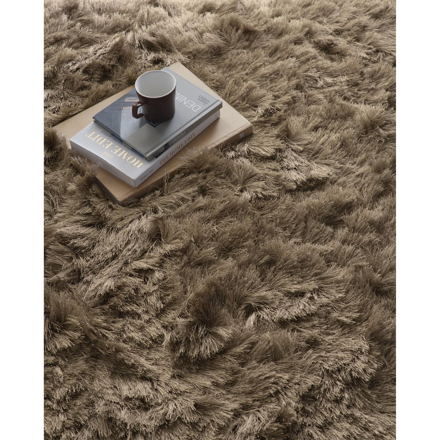 High Pile Shaggy Rug for Living Room Bedroom Modern Glamour Silky Shag Carpet – Mink