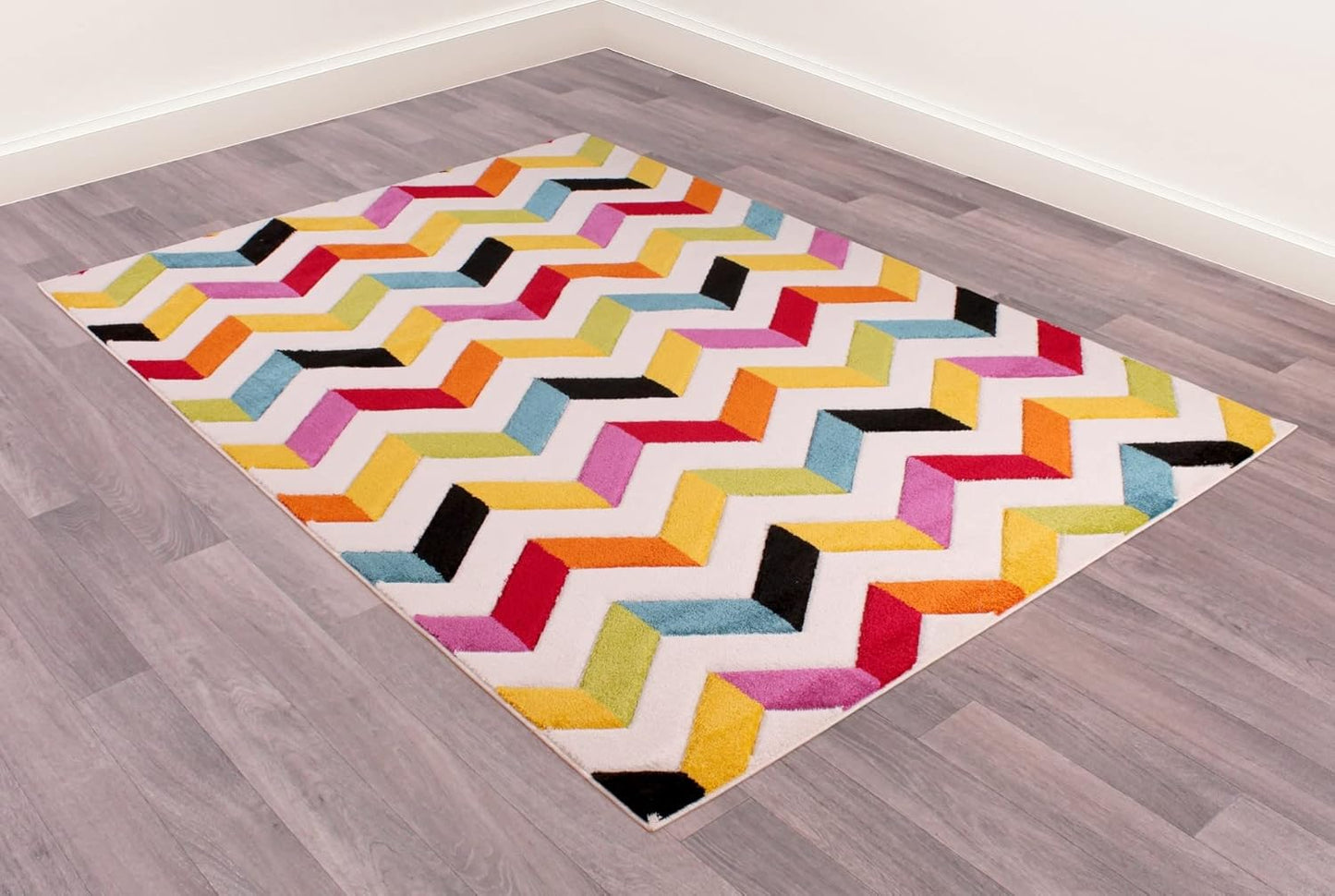 Hand-Carved Geometric Multi-Coloured Rug – Coral Multi – Modern Statement Rug for Living Room