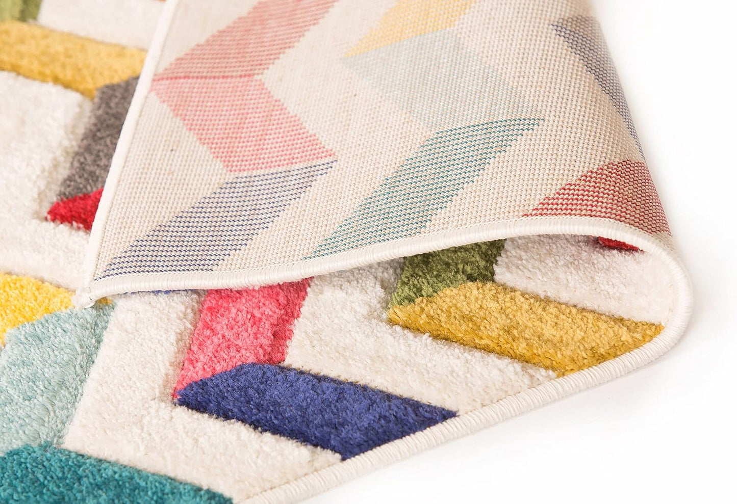 Hand-Carved Geometric Multi-Coloured Rug – Coral Multi – Modern Statement Rug for Living Room