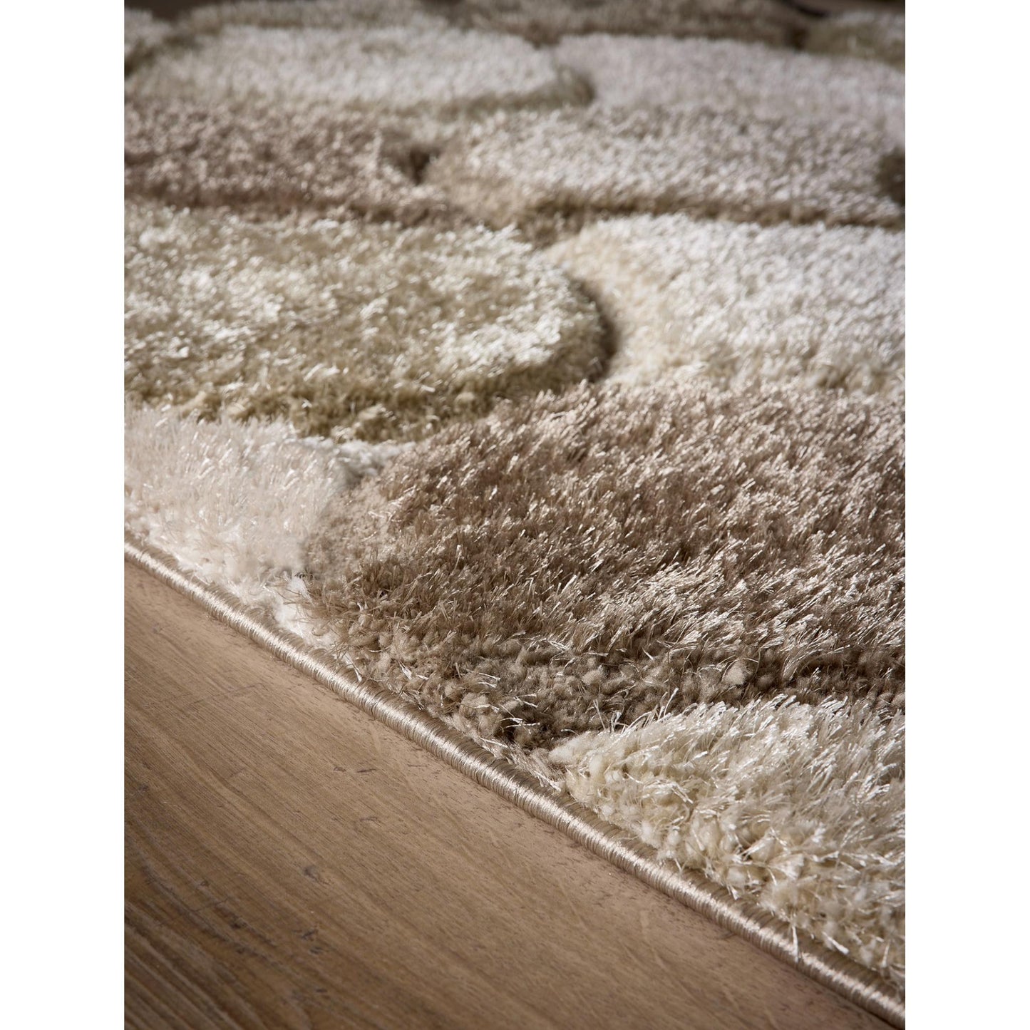3D-Zottelteppich mit Muschelmuster für Wohnzimmer, Schlafzimmer, weicher, seidiger, flauschiger, dicker Flor, Naturcremebeige
