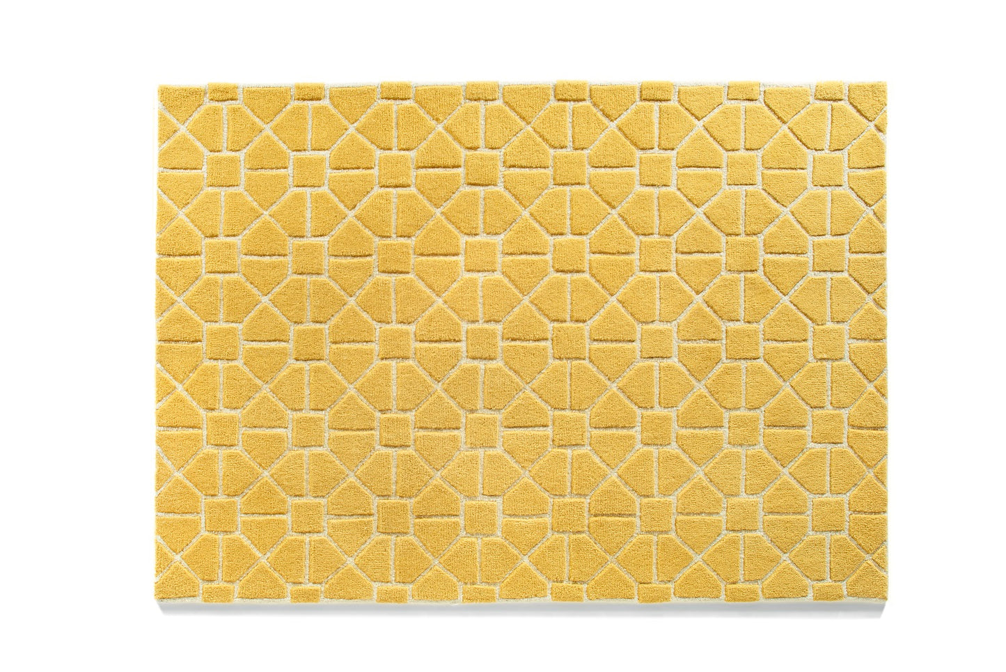 Origins Harmony Hand Tufted Geometric Wool Rug in Ochre Yellow