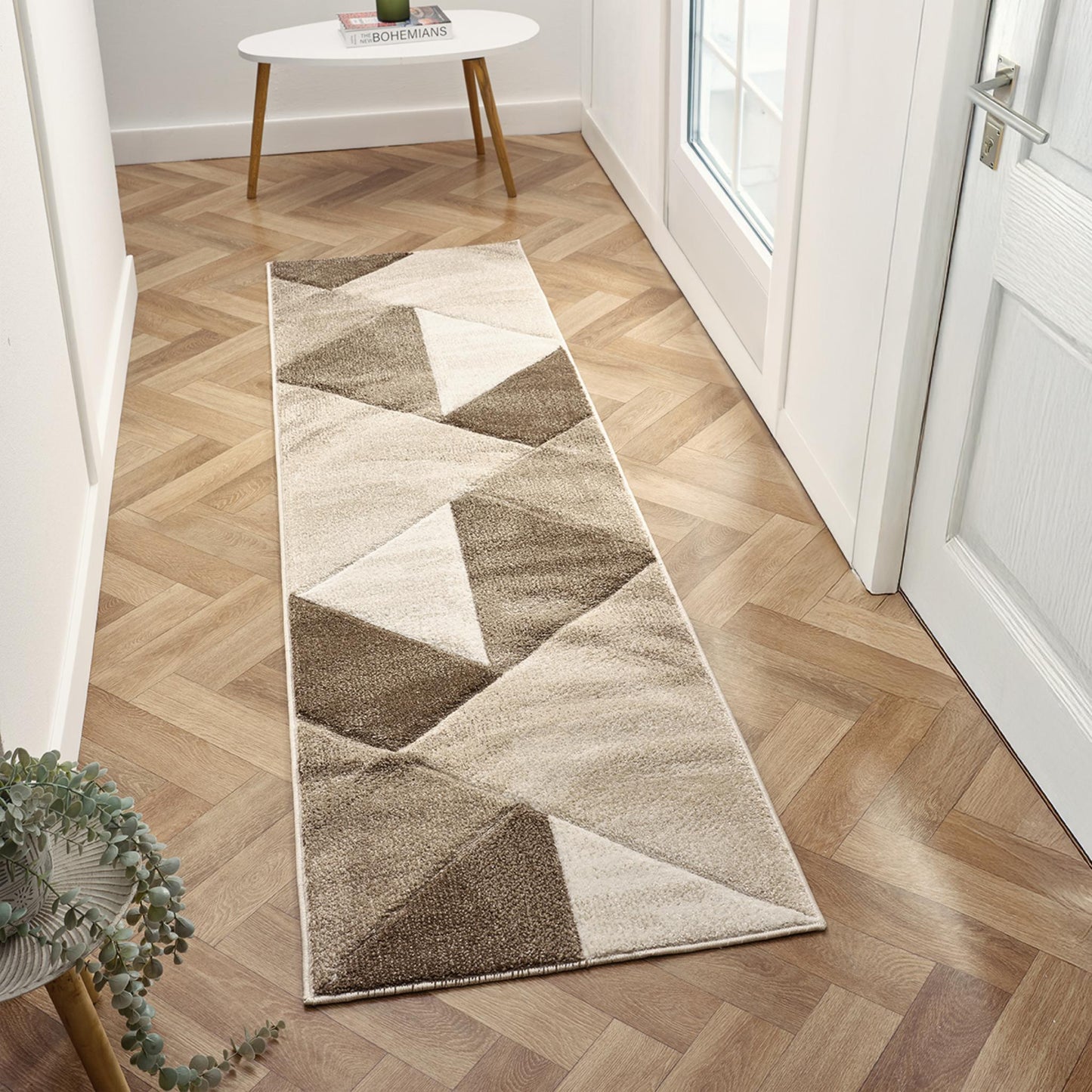 Orbit Eira Geometric 3D Carved Beige Rug – Modern Soft Textured Polyester Carpet for Living Room, Bedroom, and Hallway