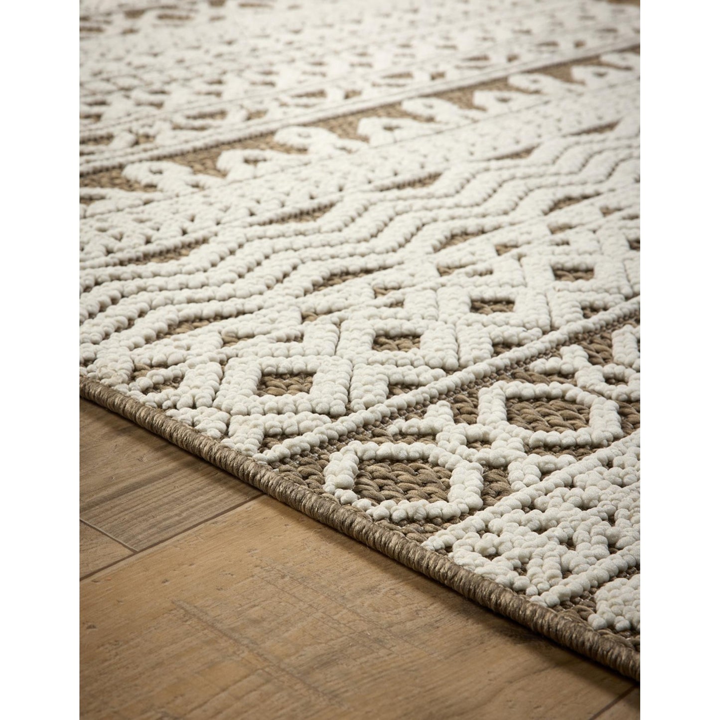 Atlas Graphic Tribal Geometric Rug – Coffee Brown – Indoor Outdoor Flatweave Durable Rug