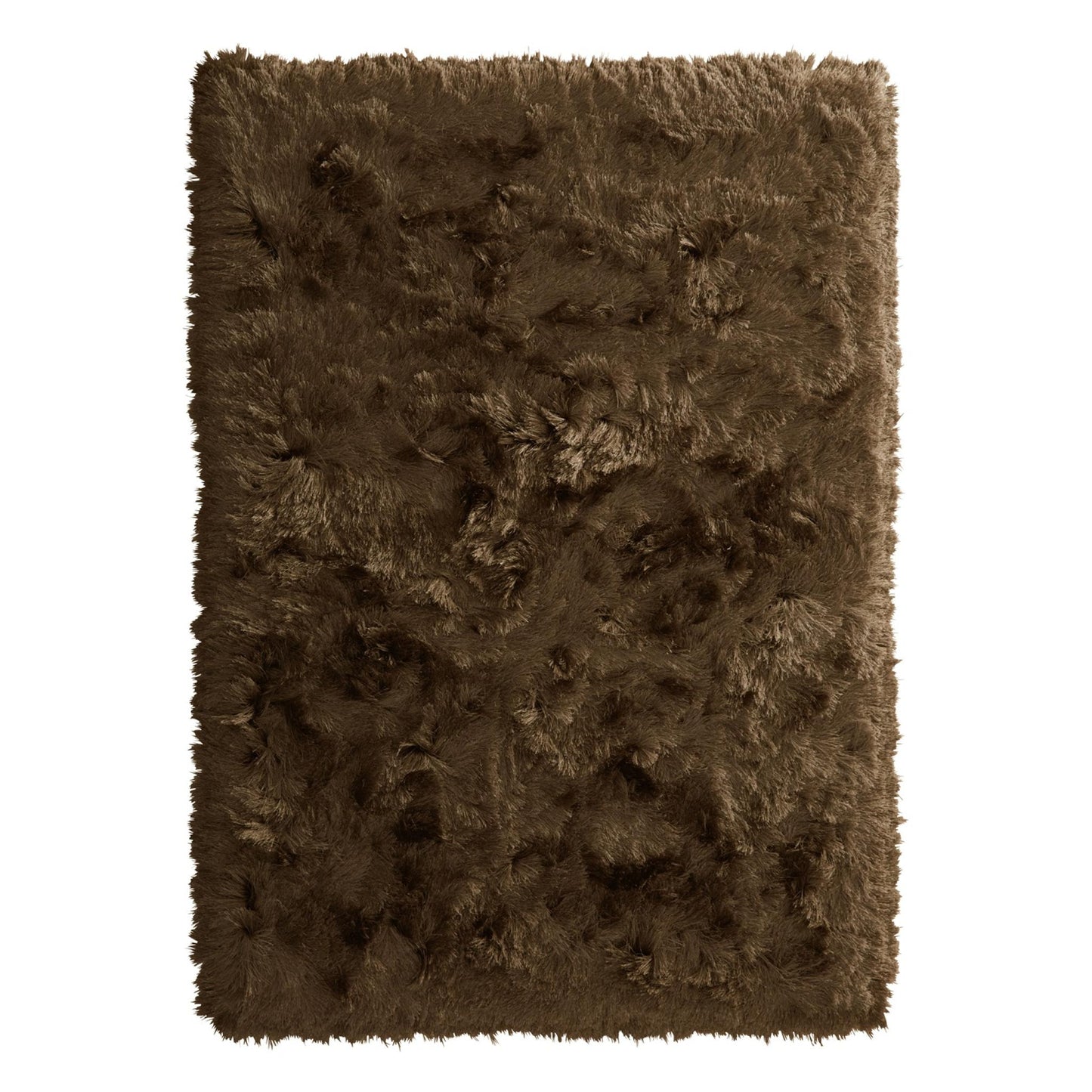High Pile Shaggy Rug for Living Room Bedroom Modern Glamour Silky Shag Carpet – Mocha Brown