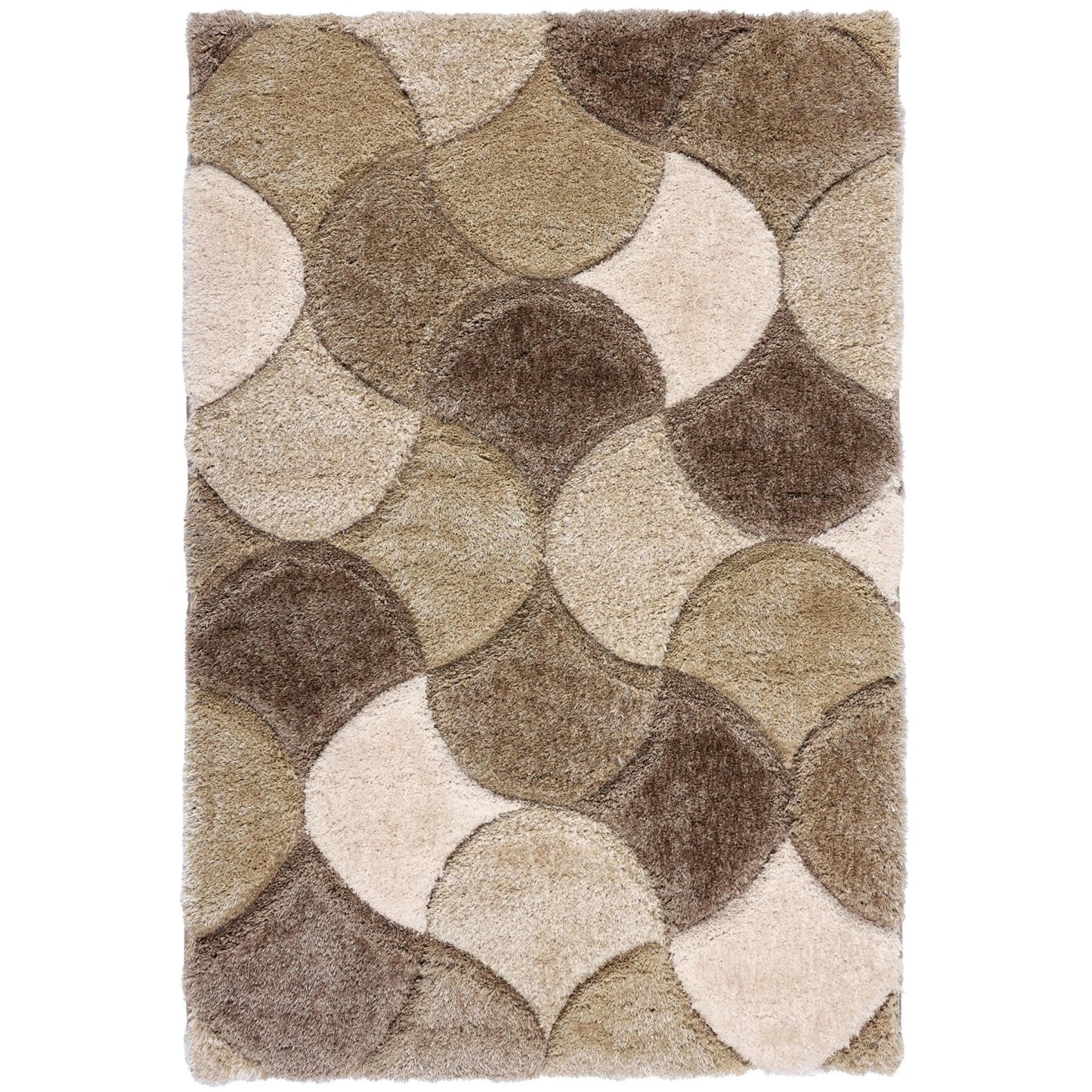 3D-Zottelteppich mit Muschelmuster für Wohnzimmer, Schlafzimmer, weicher, seidiger, flauschiger, dicker Flor, Naturcremebeige