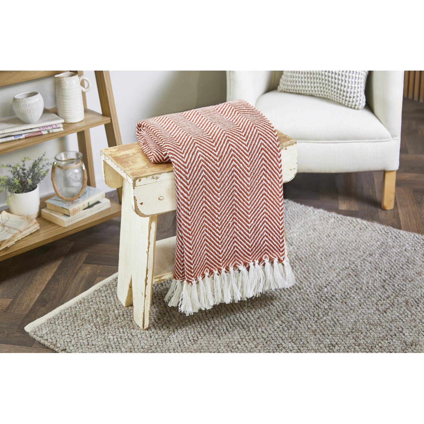 Hug Rug Woven Herringbone Throw Blanket Bed Sofa Chair Cover in 130 x180 cm