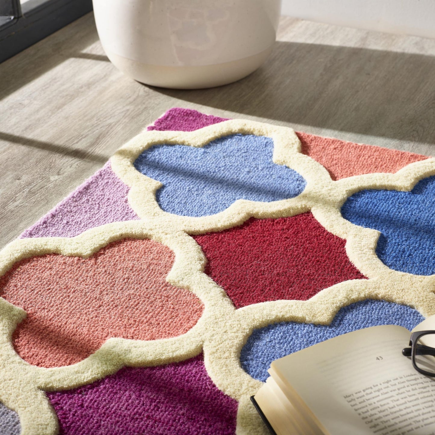 Origins Modern Trellis 3D Hand Tufted Wool Geometric Rug in Multi Colours Medium 120x170 cm (4'x5'6")