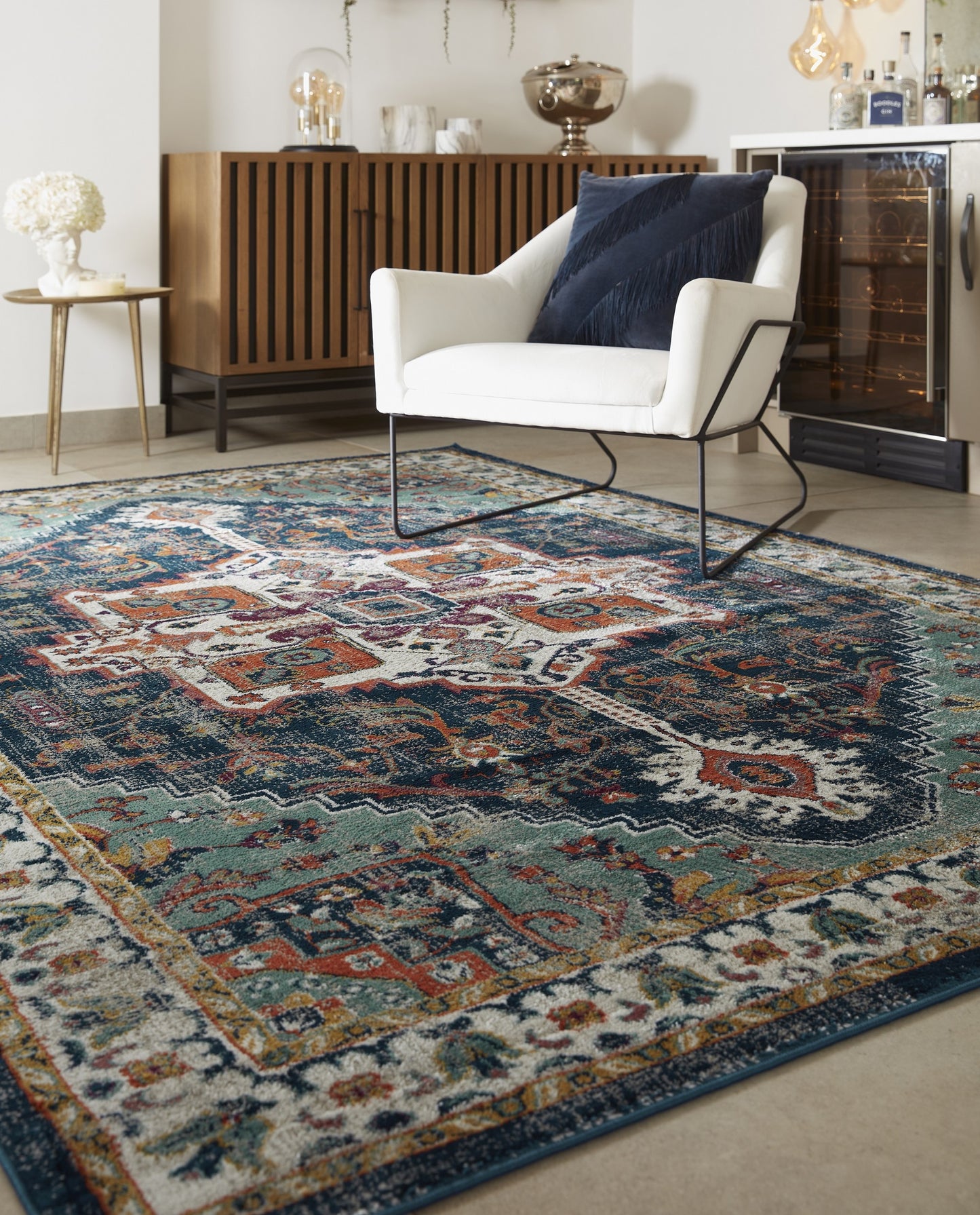 Origins Granada Traditional Bordered Rug & Hallway Runner in Emerald