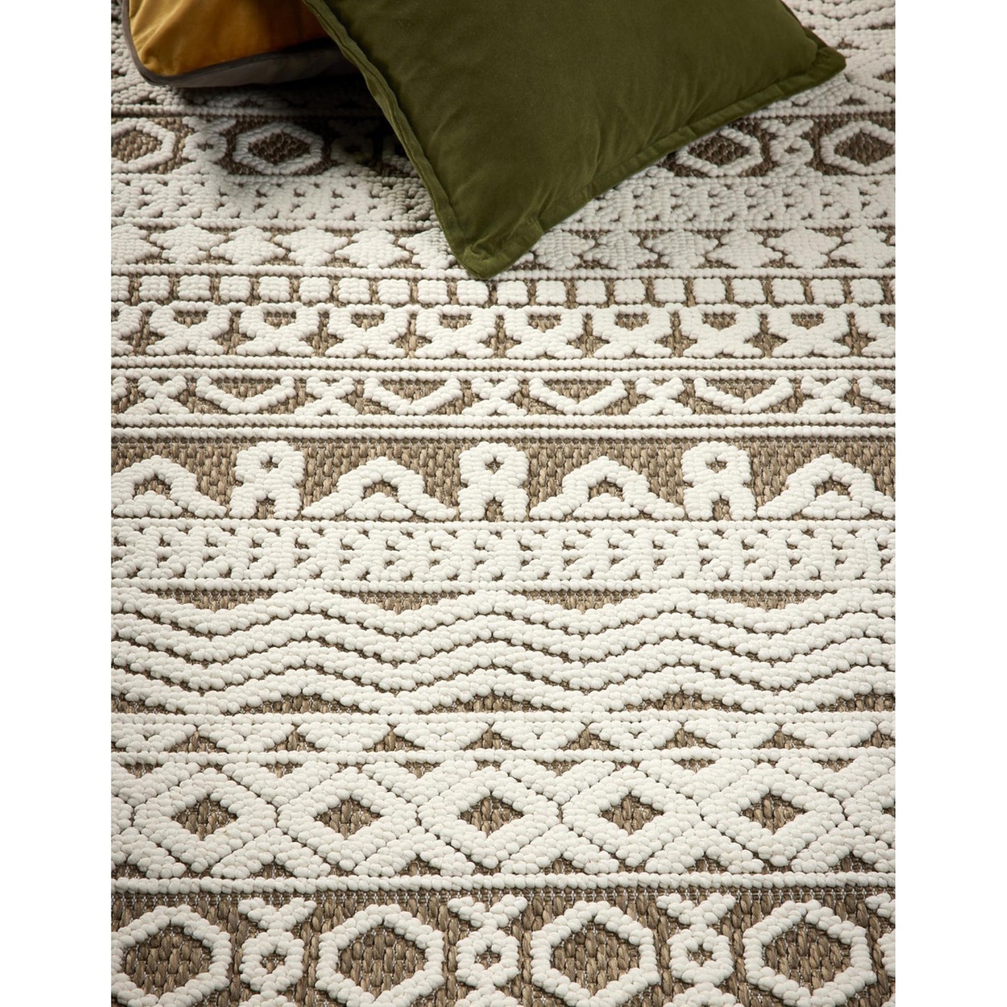 Atlas Graphic Tribal Geometric Rug – Coffee Brown – Indoor Outdoor Flatweave Durable Rug