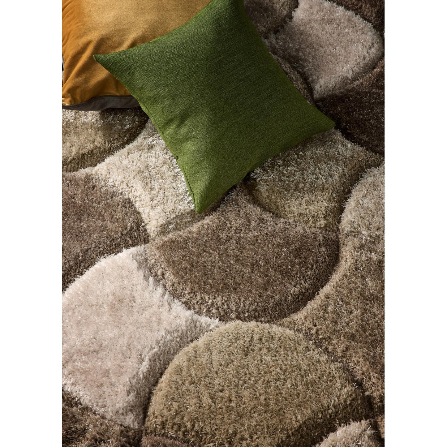 3D-Zottelteppich mit Muschelmuster für Wohnzimmer, Schlafzimmer, weicher, seidiger, flauschiger, dicker Flor, Naturcremebeige