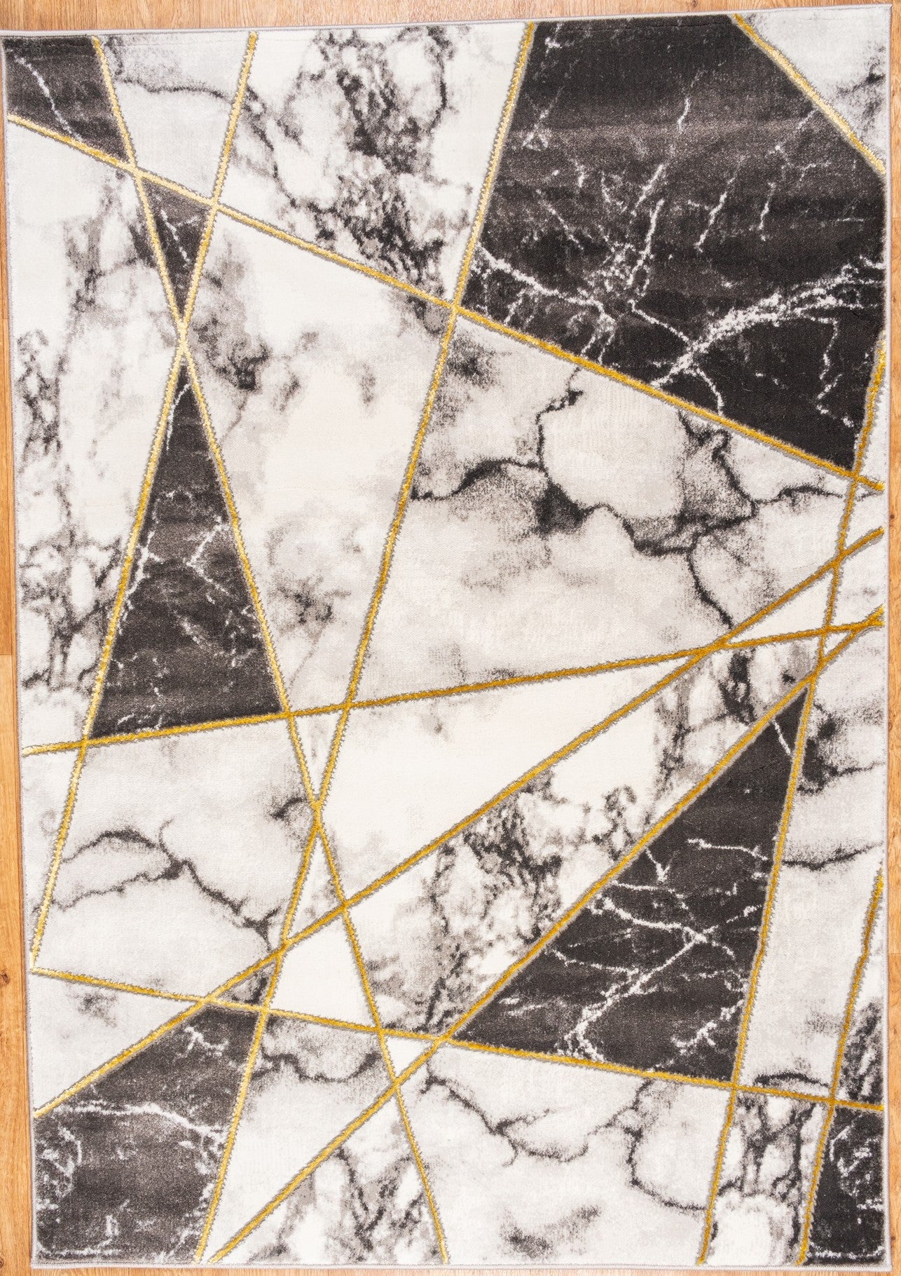 Bianco 185MA Luxurious Abstract Design Rug in Black Cream