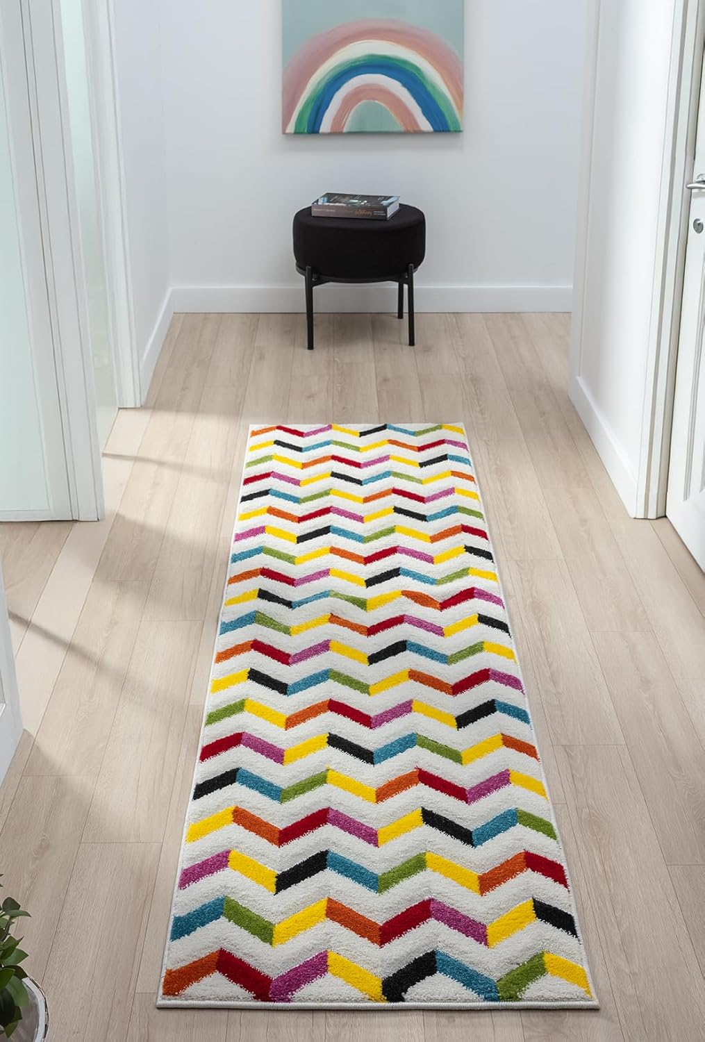 Hand-Carved Geometric Multi-Coloured Rug – Coral Multi – Modern Statement Rug for Living Room