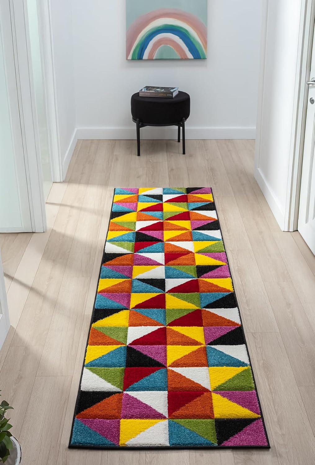 Hand-Carved Geometric Multi-Coloured Rug – Destin Multi – Modern Spectrum Design for Living Room or Bedroom
