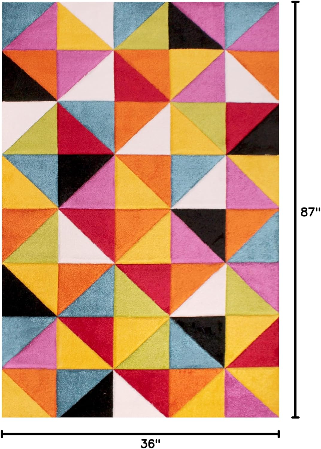 Hand-Carved Geometric Multi-Coloured Rug – Destin Multi – Modern Spectrum Design for Living Room or Bedroom