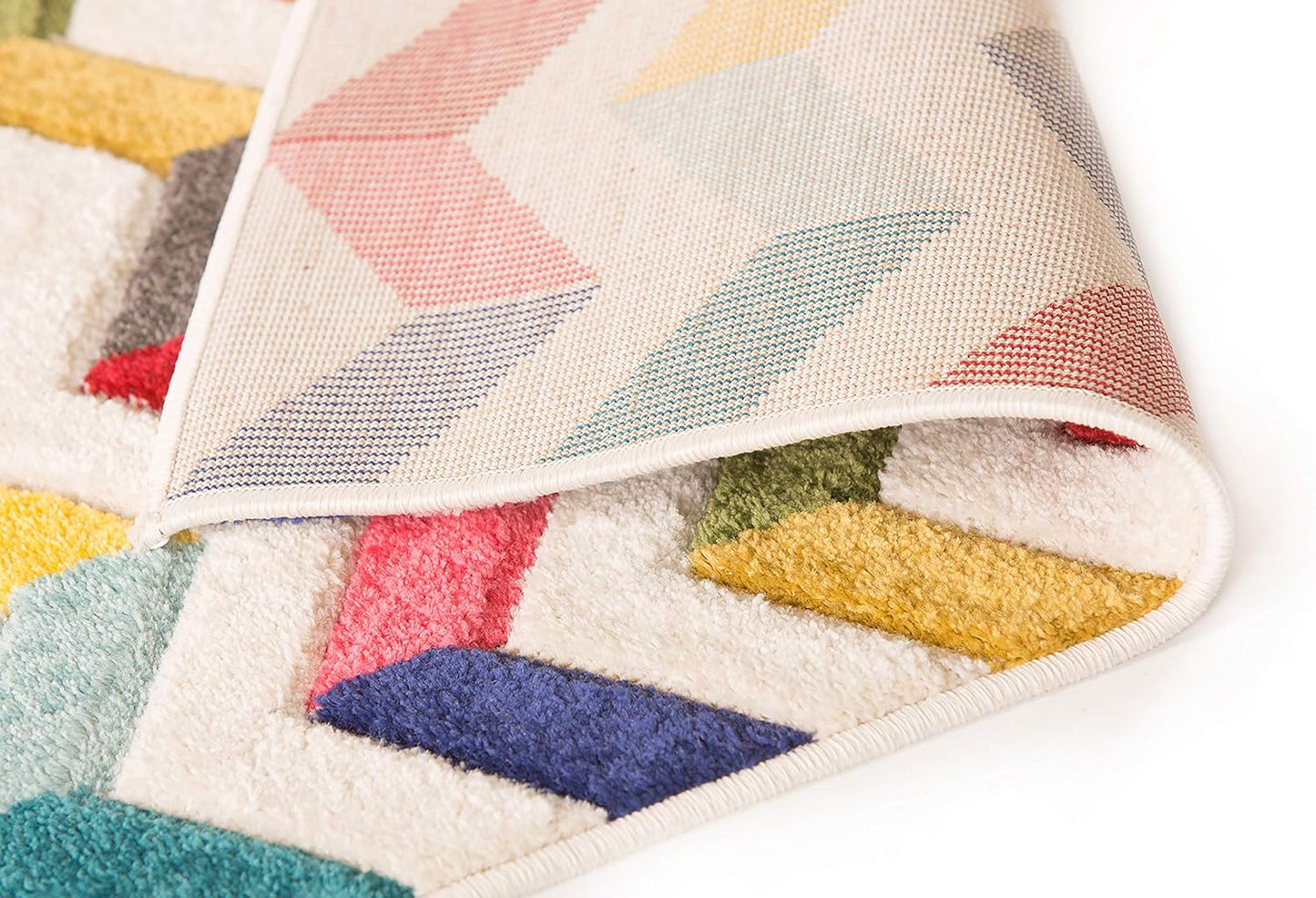 Hand-Carved Geometric Multi-Coloured Rug – Coral Multi – Modern Statement Rug for Living Room