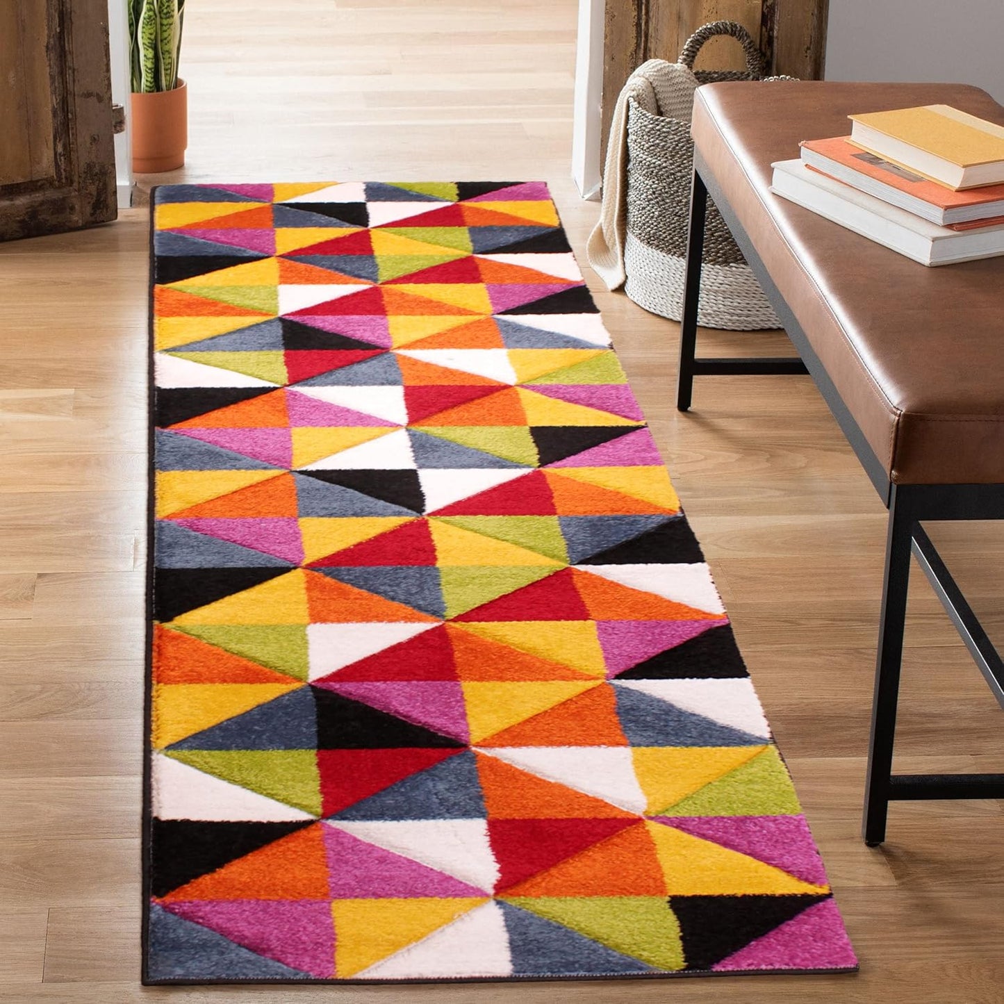 Hand-Carved Geometric Multi-Coloured Rug – Destin Multi – Modern Spectrum Design for Living Room or Bedroom
