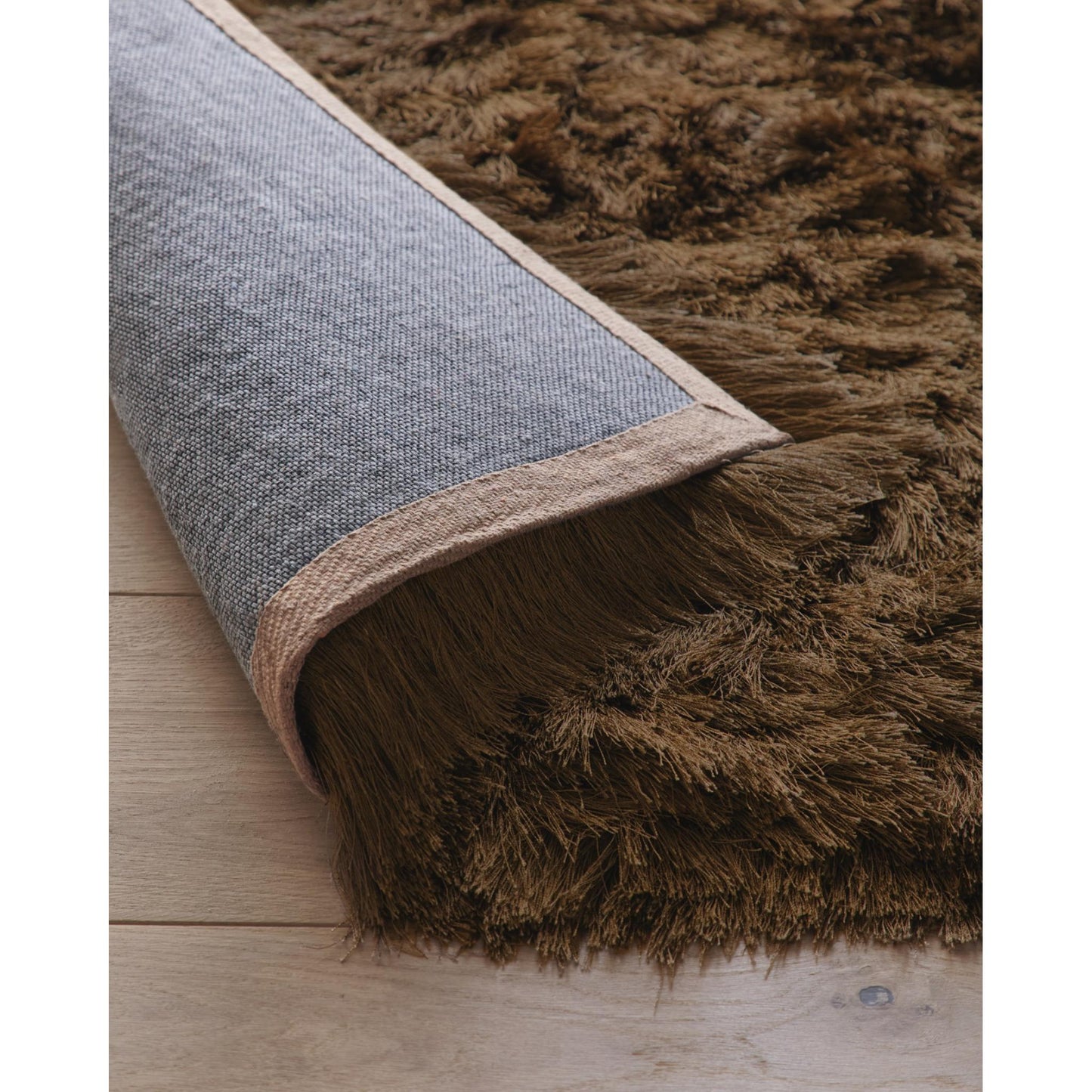 High Pile Shaggy Rug for Living Room Bedroom Modern Glamour Silky Shag Carpet – Mocha Brown