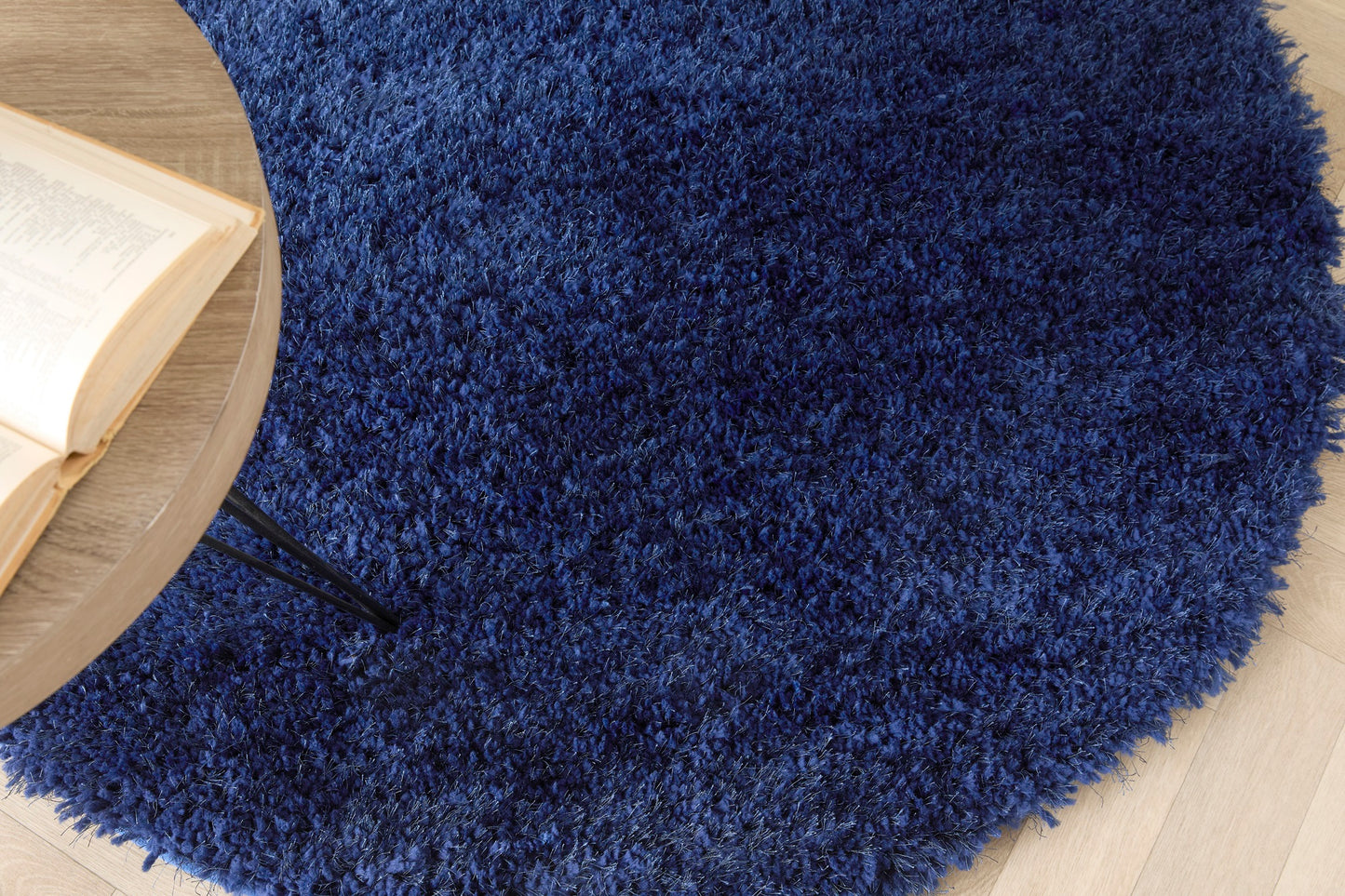 Chicago Shaggy Modern Plain Rug Hallway Runner in Indigo Blue