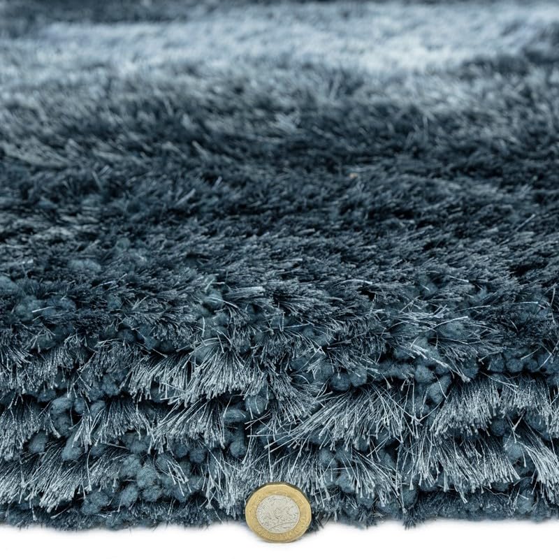 Plüschiger Shaggy-Teppich für Wohnzimmer und Schlafzimmer, Hochflor, dick, flauschig, handgefertigt, fusselfrei, seidig, schimmernd, glänzend, einfarbig, Hochflor-Teppich