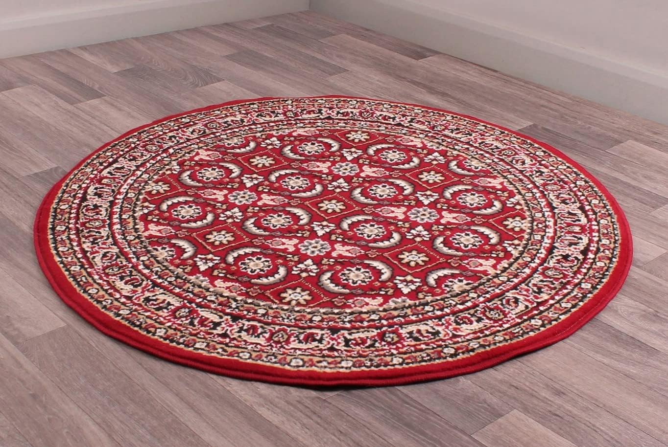Traditional Poly Esta Rug for Living Room, Bedroom, Hallway Kitchen – Classic Oriental Bordered Soft Durable Area Rug in Red