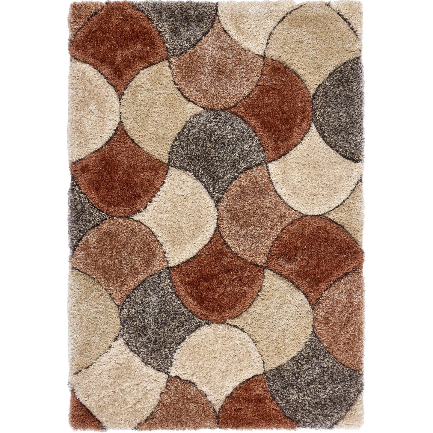 3D-Zottelteppich mit Muschelmuster für Wohnzimmer und Schlafzimmer, weich, seidig, flauschig, dicker Flor, Terrakotta