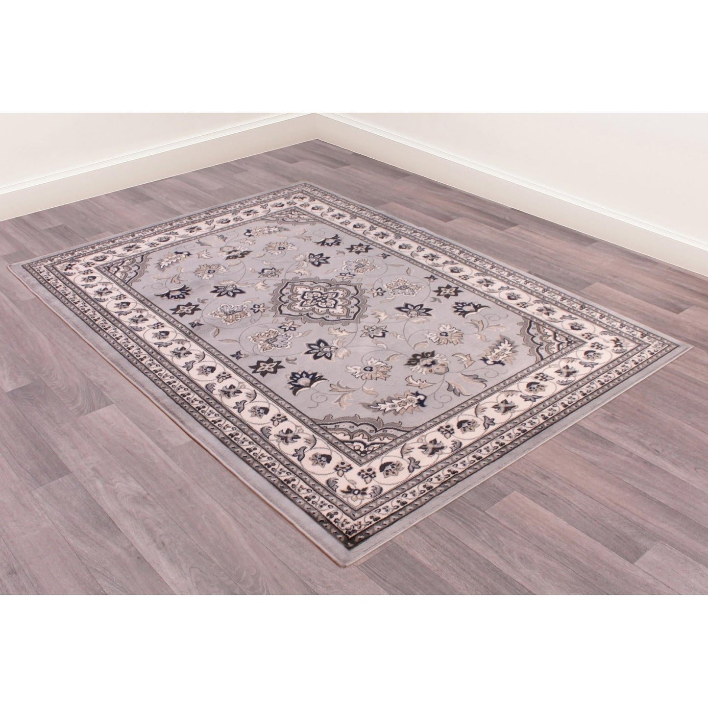 Sherborne Grey Rug Traditional Classic Oriental Bedroom Living Room Rug