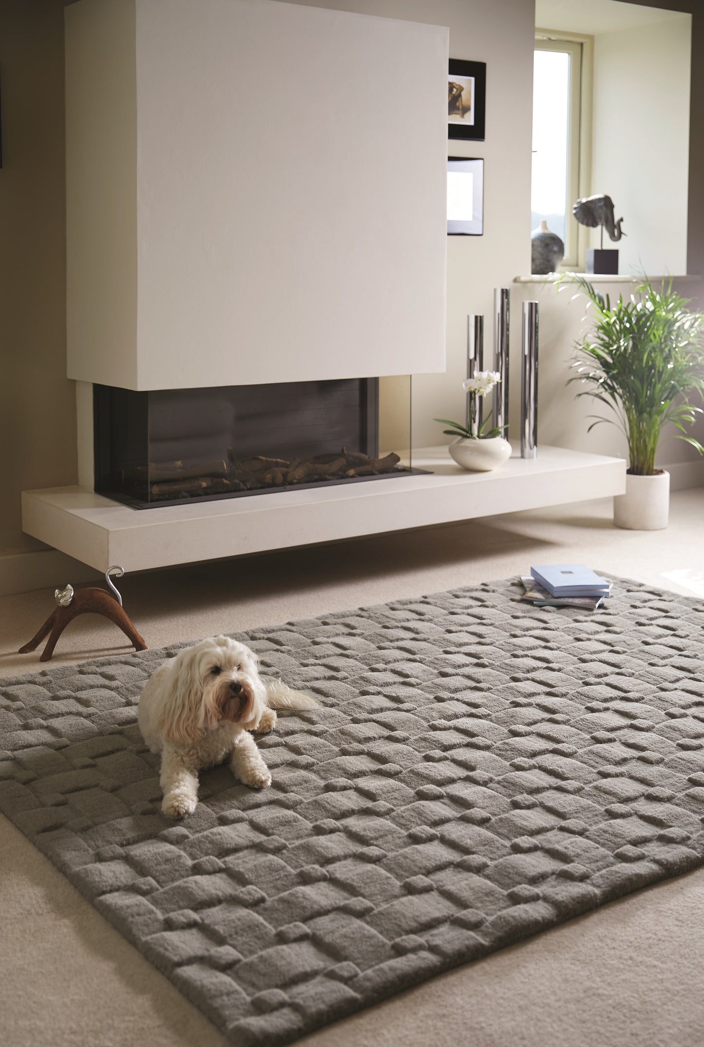 Origins Basketweave 3D Geometric Handmade Wool Rug in Grey