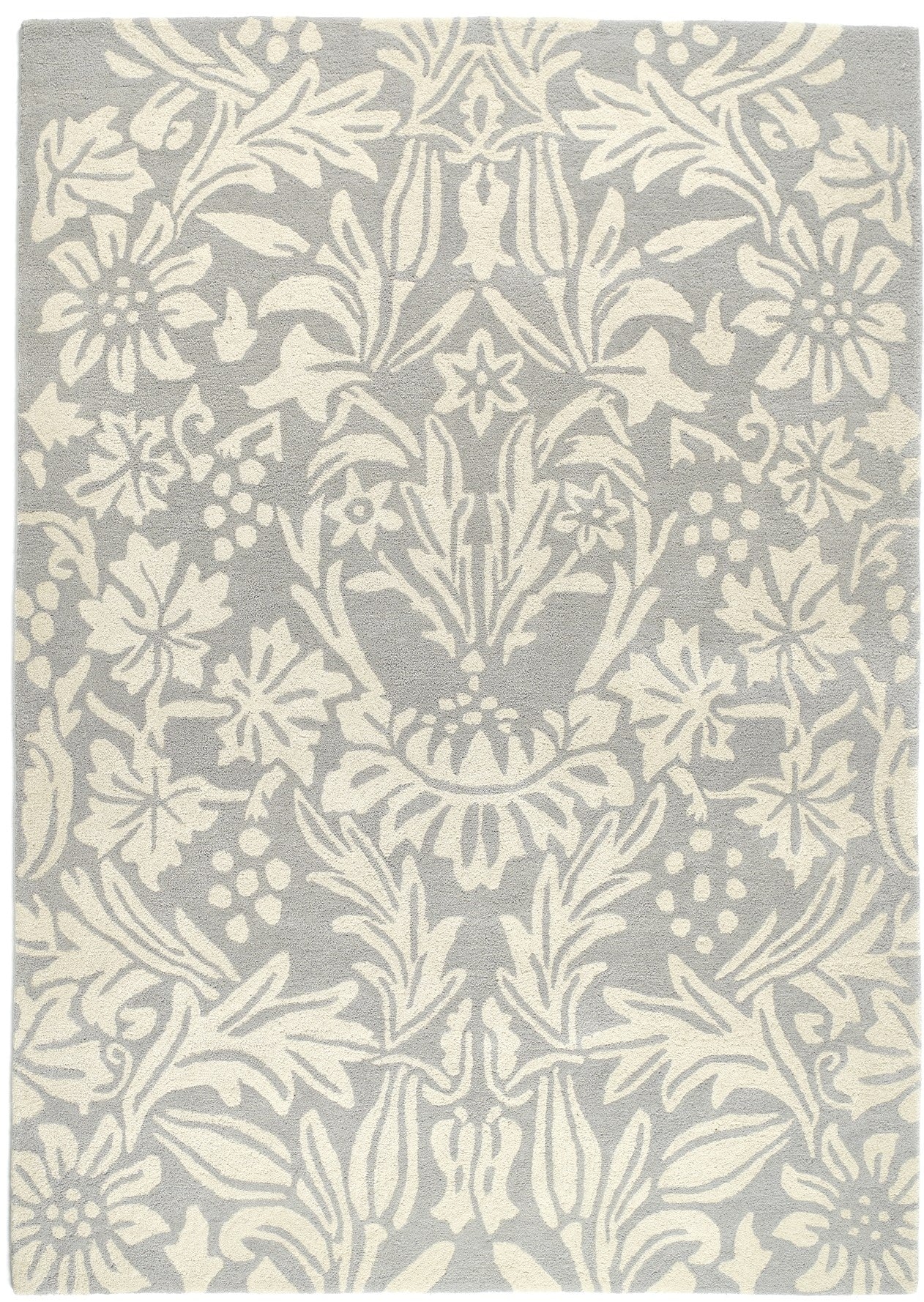 Heritage 1 Floral Pure Wool Damask Hand Tufted Rug in Lavender