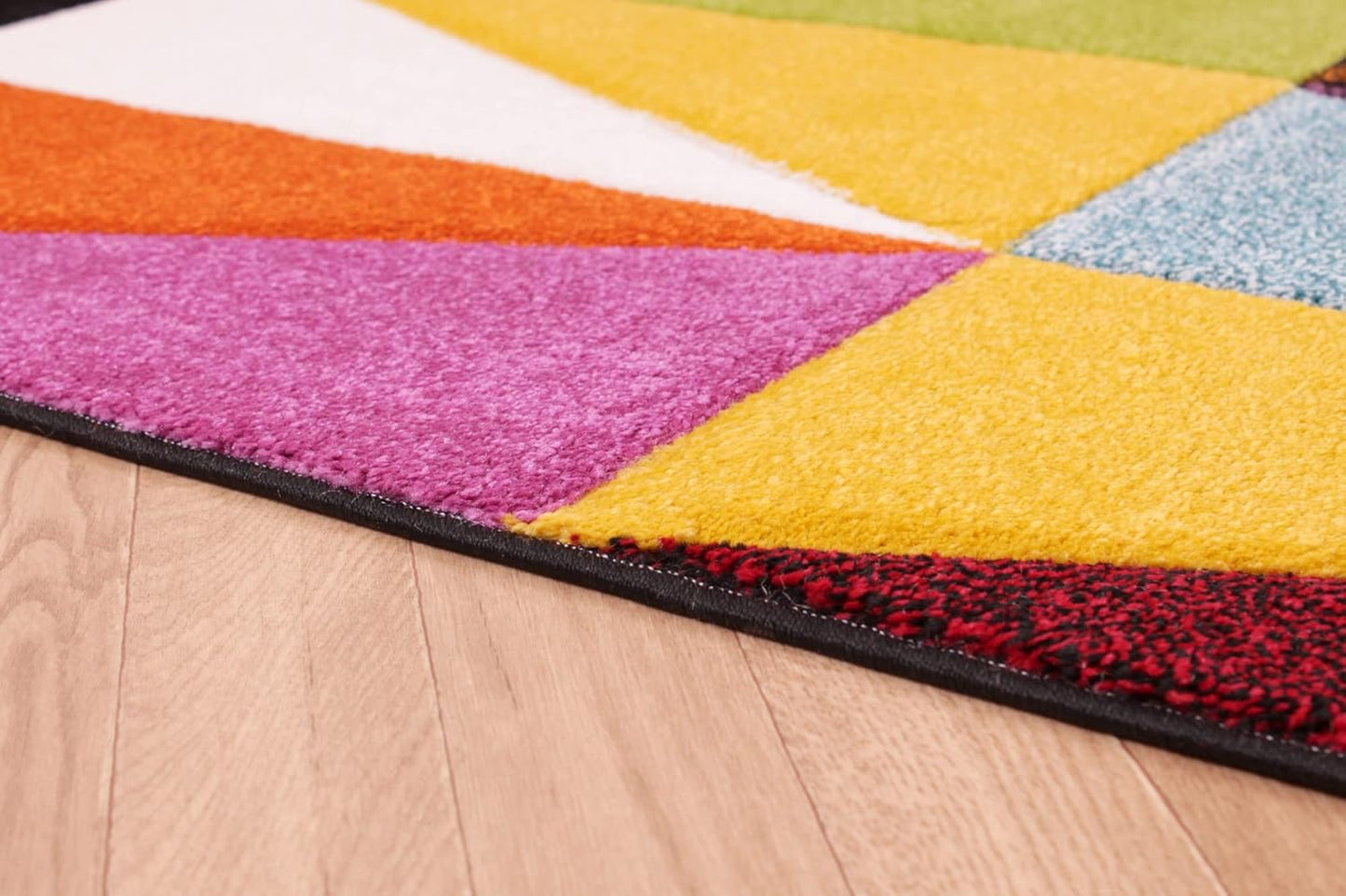 Hand-Carved Geometric Multi-Coloured Rug – Tampa Multi – Medium Triangle Design Rug for Living Room or Bedroom
