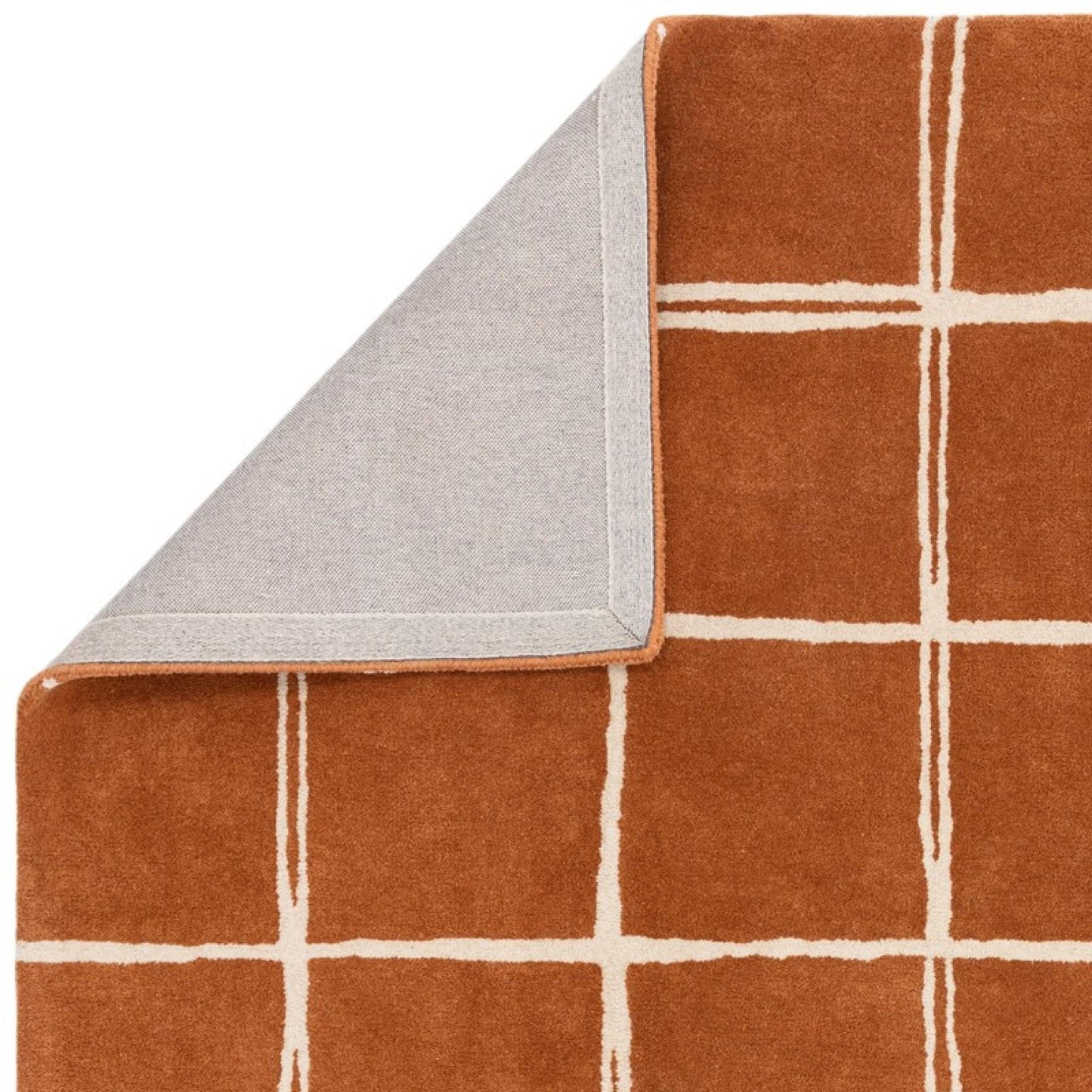 Albany Grid Orange Rust – Bold Geometric Intrigue and Natural Wool Luxury