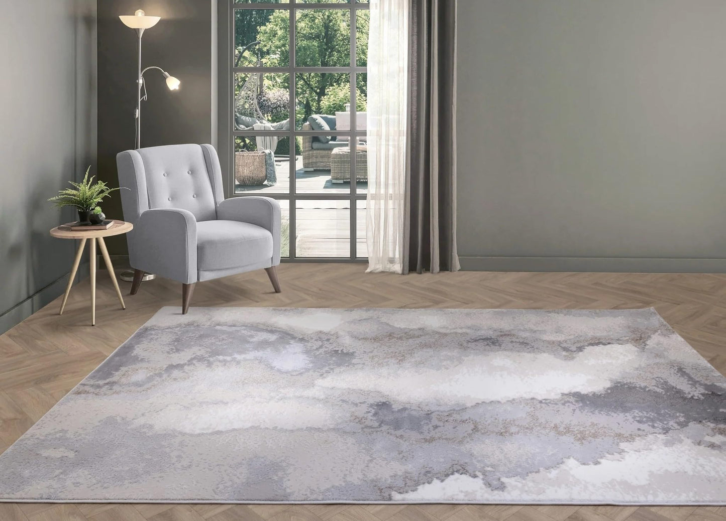 Stellar Abstract Teppich - Marmorierter Stil, seidig glänzend
