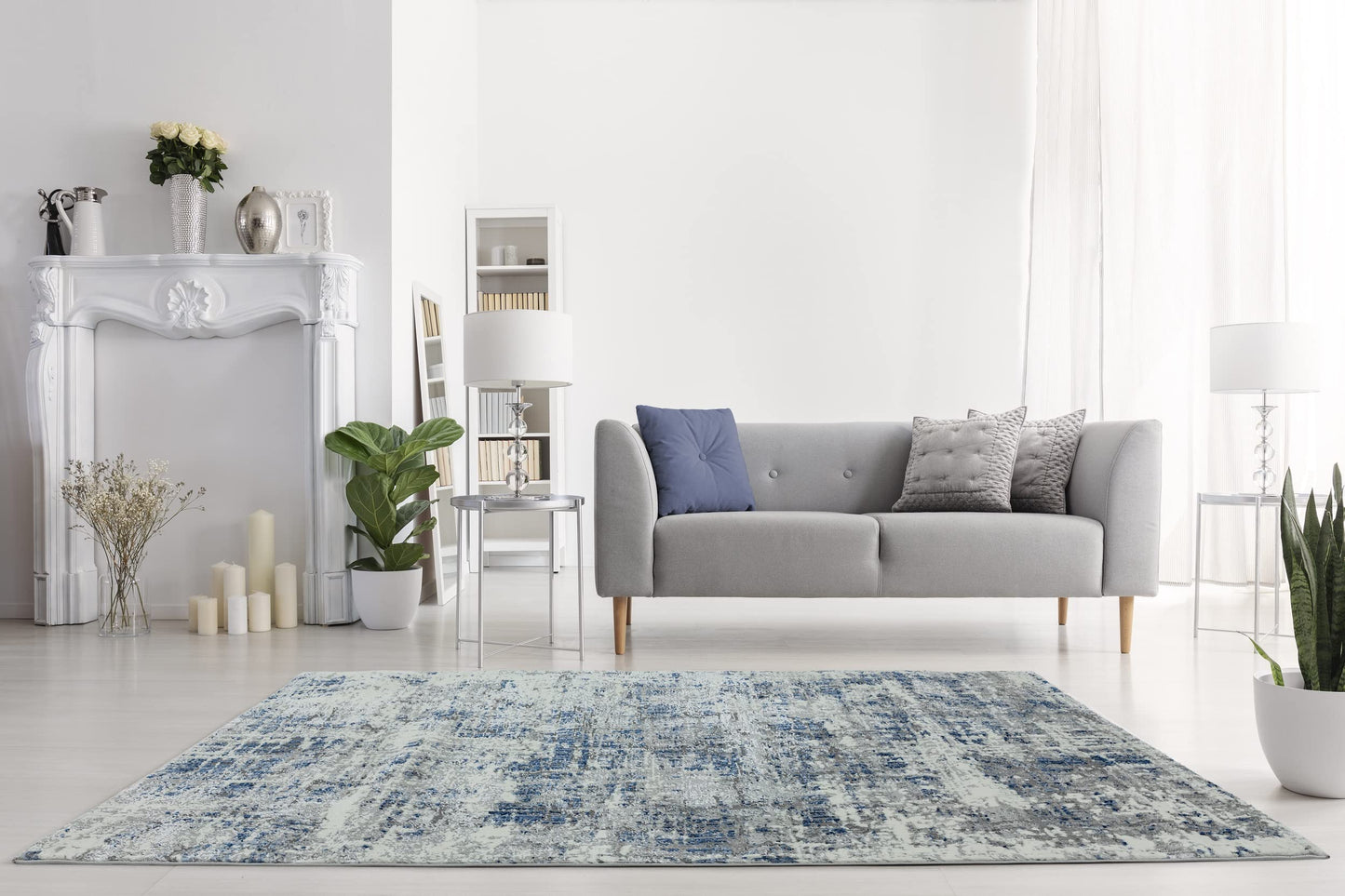 Orion Abstrakter Teppich, glänzendes metallisches Wonderlust-Design