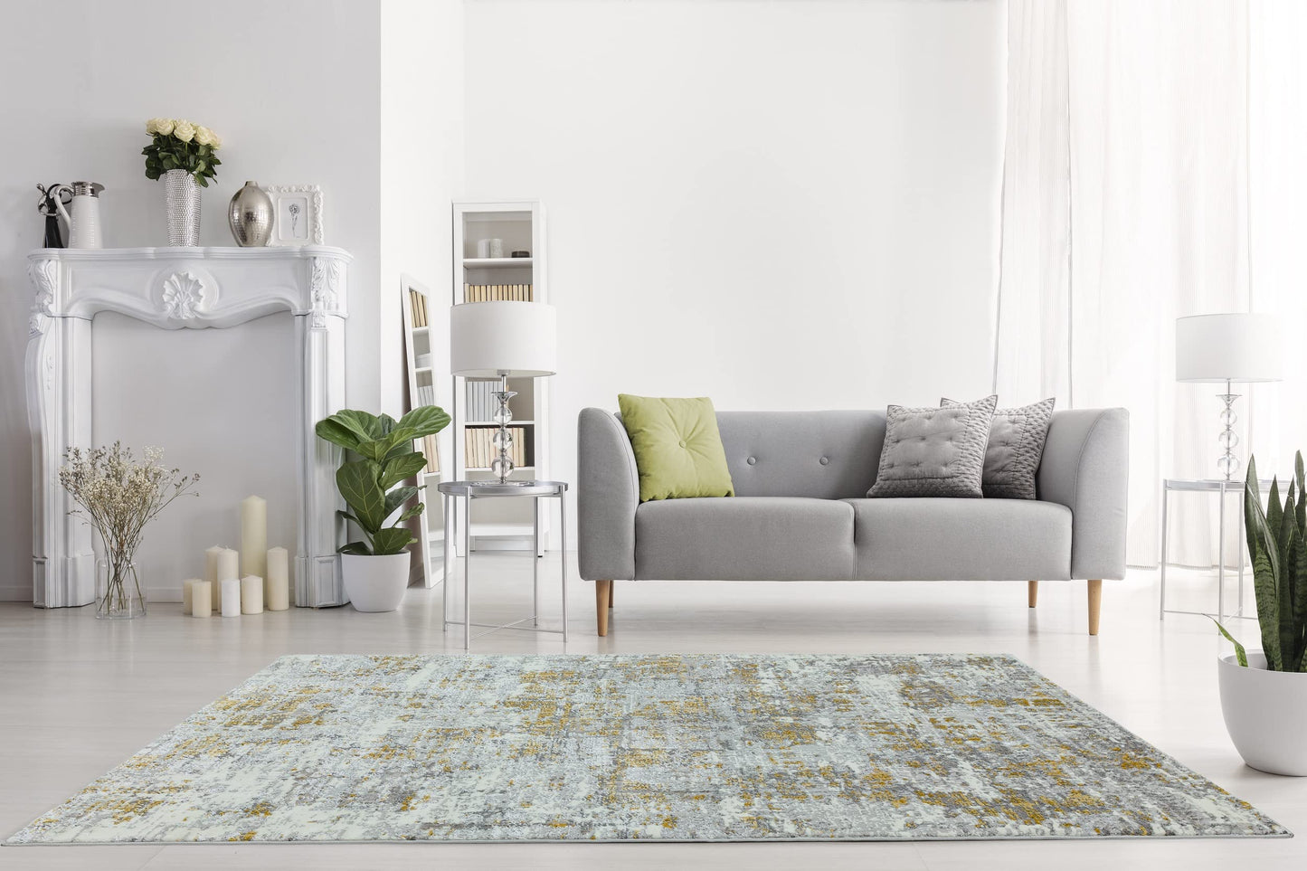 Orion Abstrakter Teppich, glänzendes metallisches Wonderlust-Design