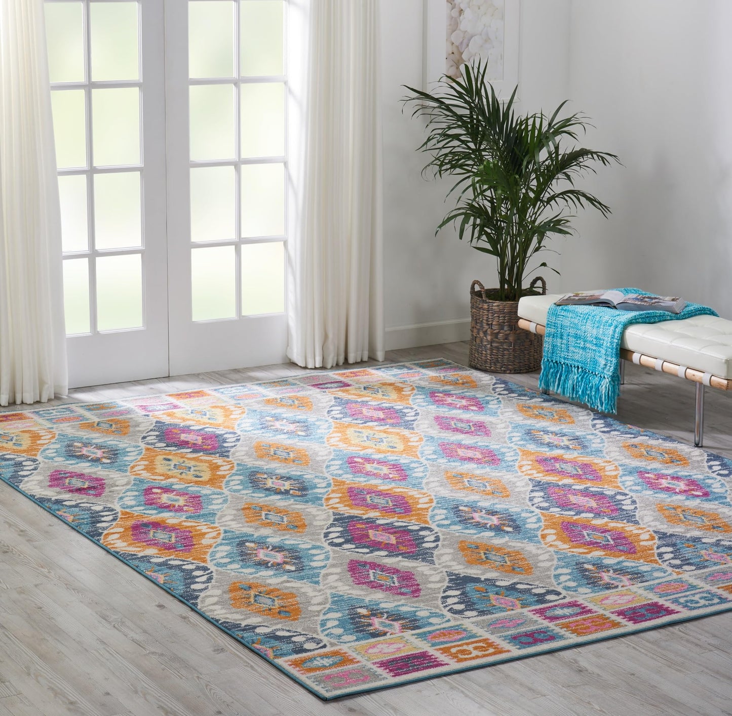 Passion Mehrfarbiger Teppich für Wohnzimmer, Schlafzimmer, Esszimmer, Rauten-geometrischer Teppich, modern, bohemianisch, traditionell, PSN02, Kaleidoskop-Farben