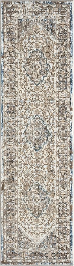 Medallion Blue Anthracite 552AG Runner – Traditional Vintage Hallway Rug