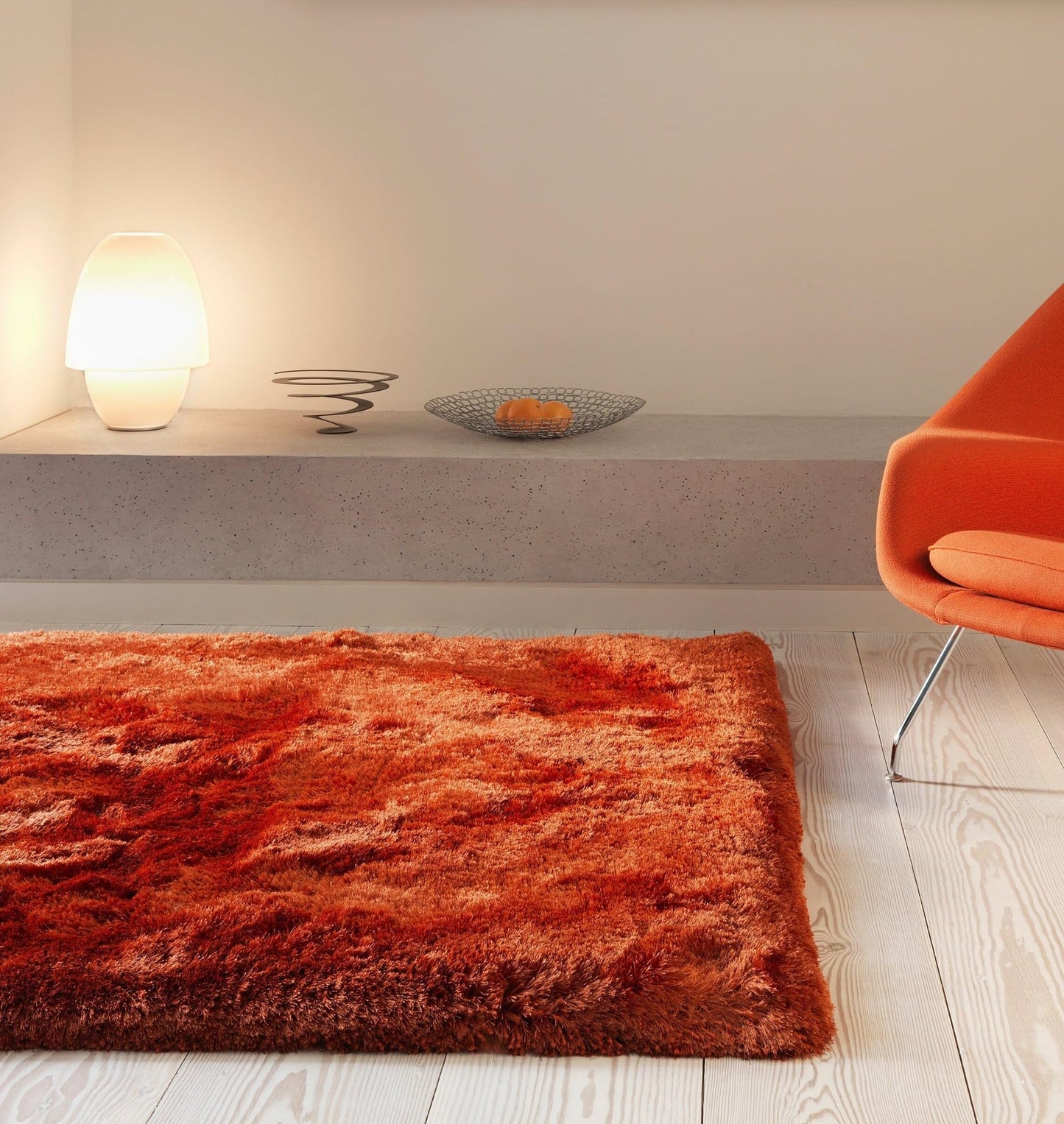 Plüschiger Shaggy-Teppich für Wohnzimmer und Schlafzimmer, Hochflor, dick, flauschig, handgefertigt, fusselfrei, seidig, schimmernd, glänzend, einfarbig, Hochflor-Teppich