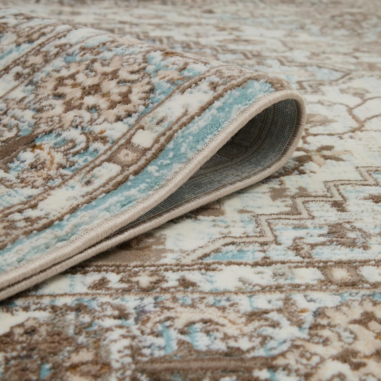 Medallion Blue Anthracite 552AG Runner – Traditional Vintage Hallway Rug