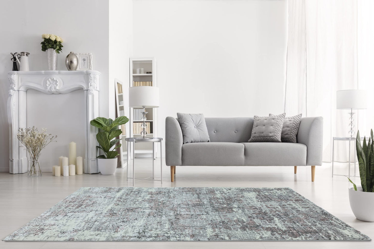 Orion Abstrakter Teppich, glänzendes metallisches Wonderlust-Design
