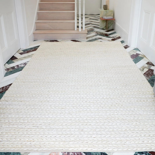 Handgewebter geflochtener Jute-Teppich für Wohnzimmer, Schlafzimmer, Esszimmer, Lounge, flachgewebt, moderner, schlichter Teppich, Oakley, natürlicher Teppich